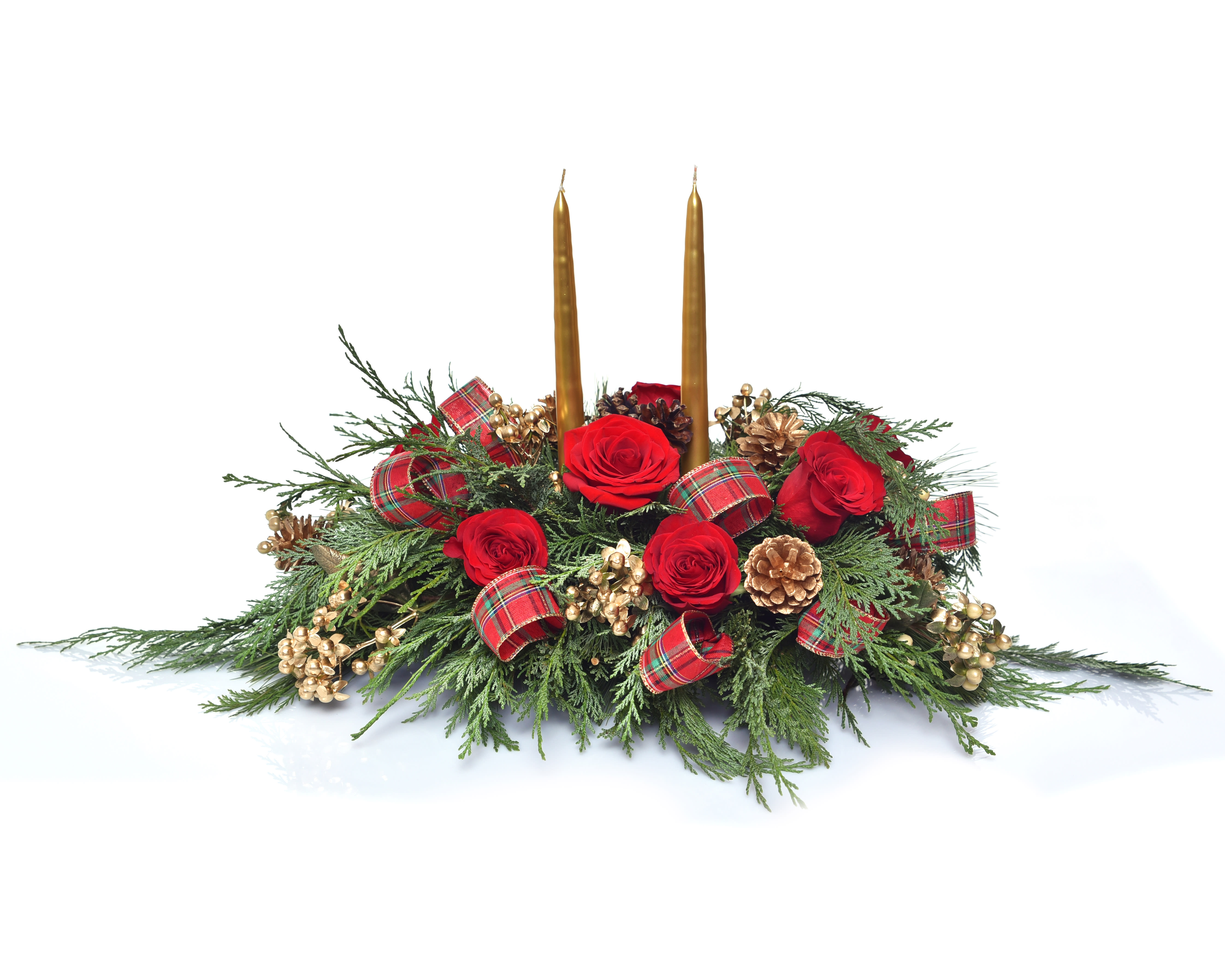christmas centerpiece - red roses