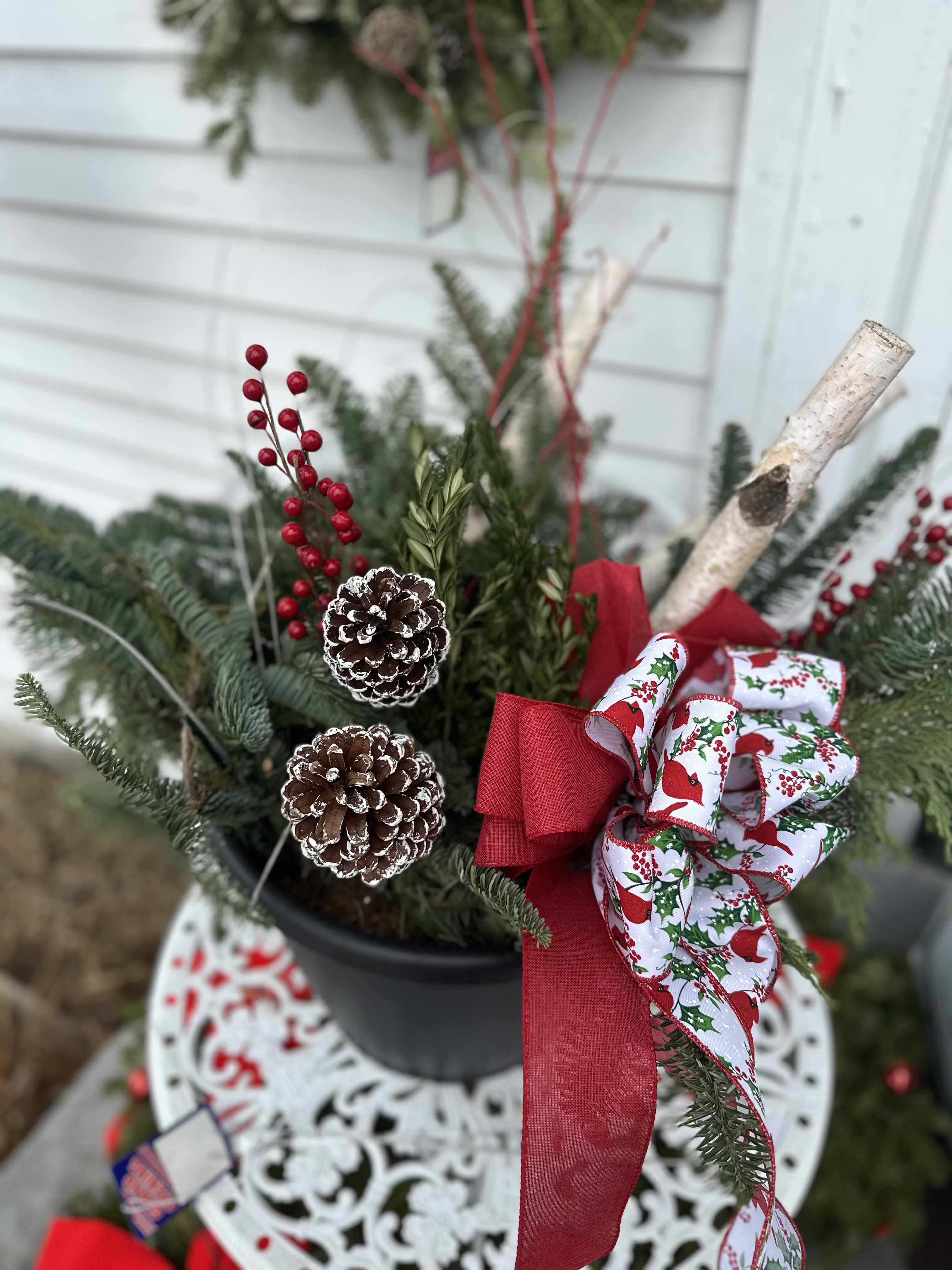 Cardinal Porch Planter - Cardinal Porch Planter for Christmas