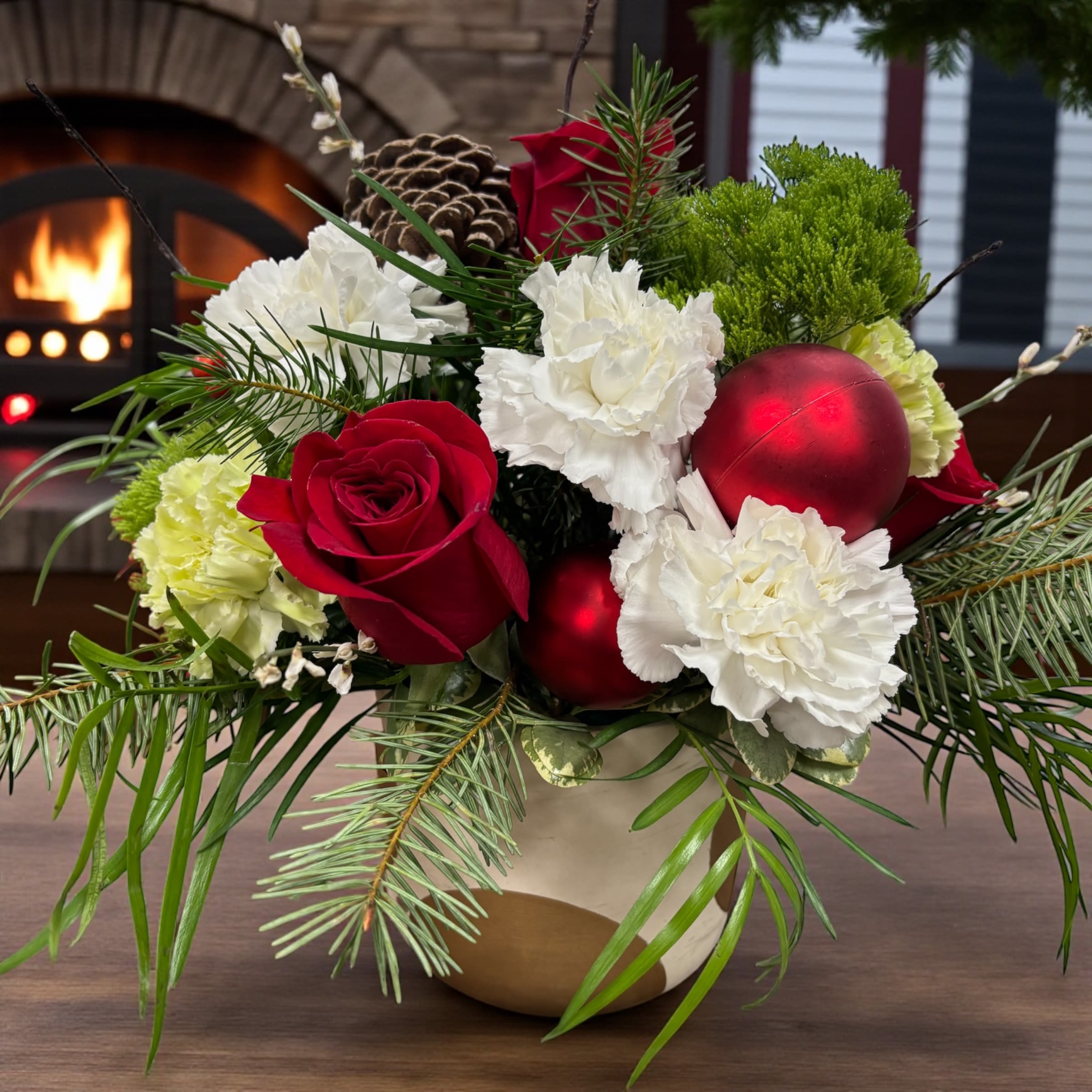 Merry Merry Days - Bring merriment and joy with this fabulous ceramic container of beautiful flowers!