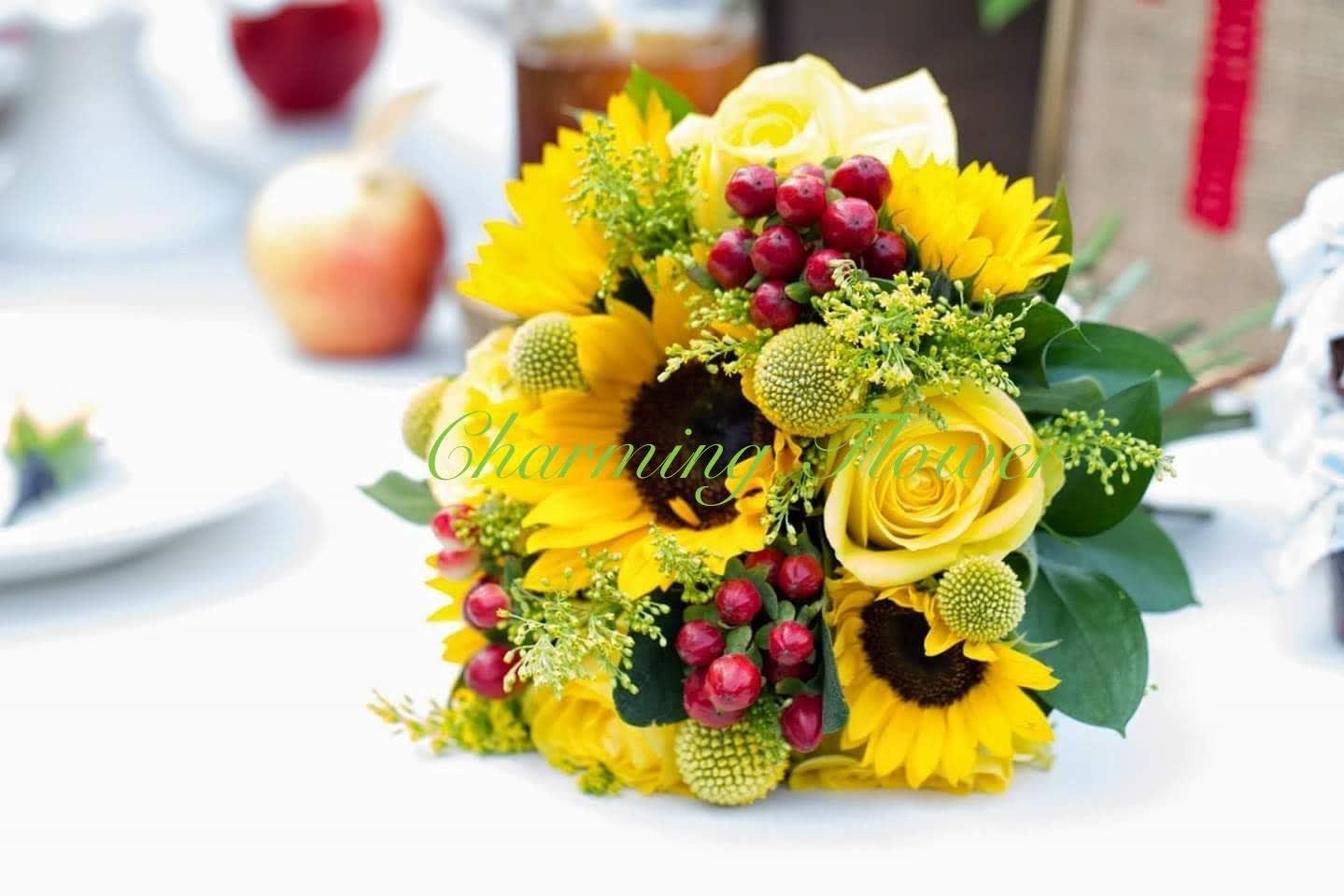 Awesome sunflowers and roses! - An amazingly sunny bouquet of sunflowers and roses with the addition of hypericum and craspedia, will warm your loved one!