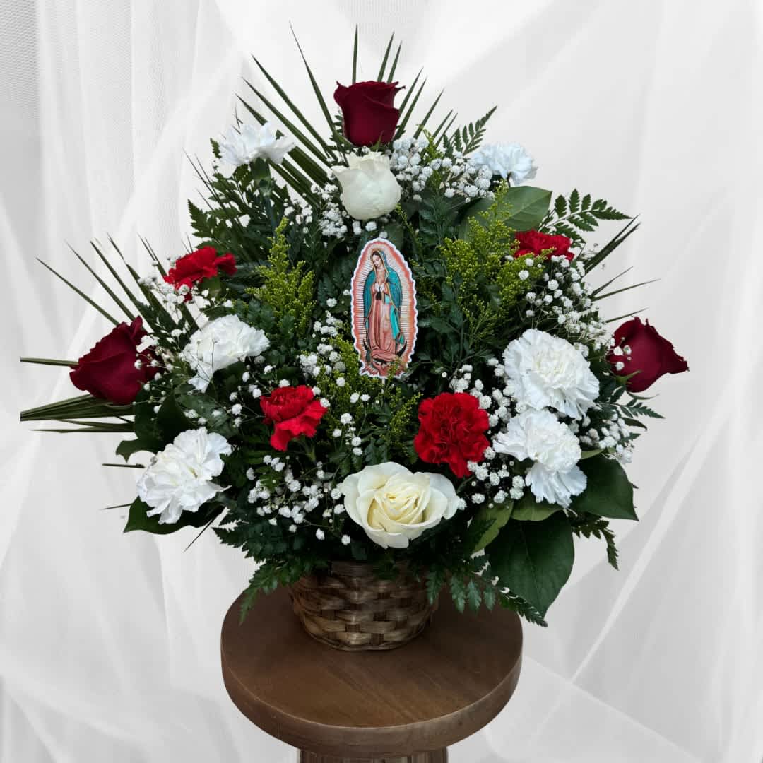 Virgin Mary Tribute- M- Traditional - One faced arrangement. 
