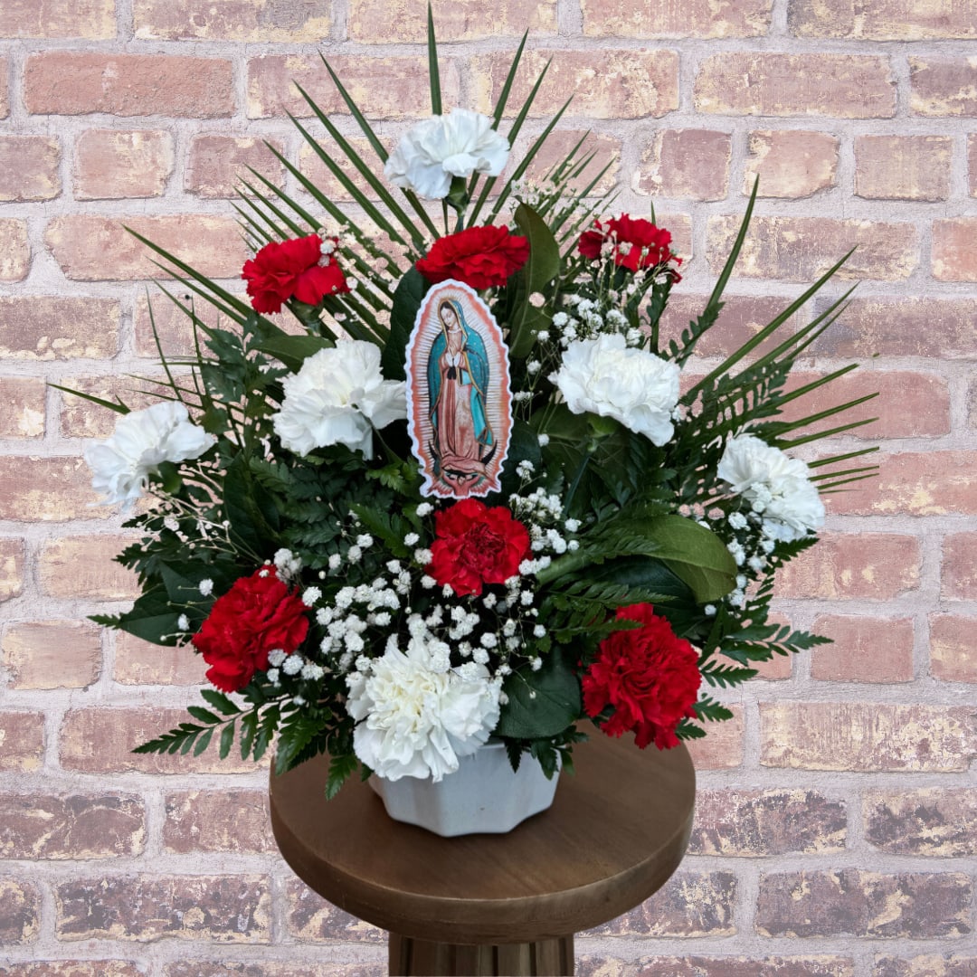 Virgin Mary Tribute - Traditional - Small one faced arrangement. 