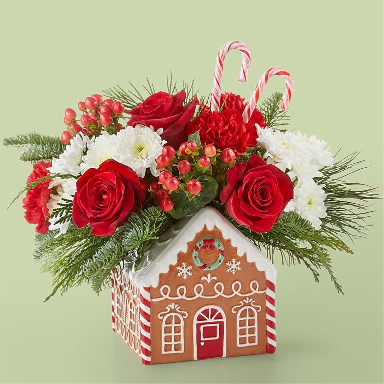 Gingerbread Bakery Bouquet - Share warmth and love with the Gingerbread Bakery Bouquet, a delectable blend of white and red stems, sure to have you dreaming of cinnamon, nutmeg and cloves