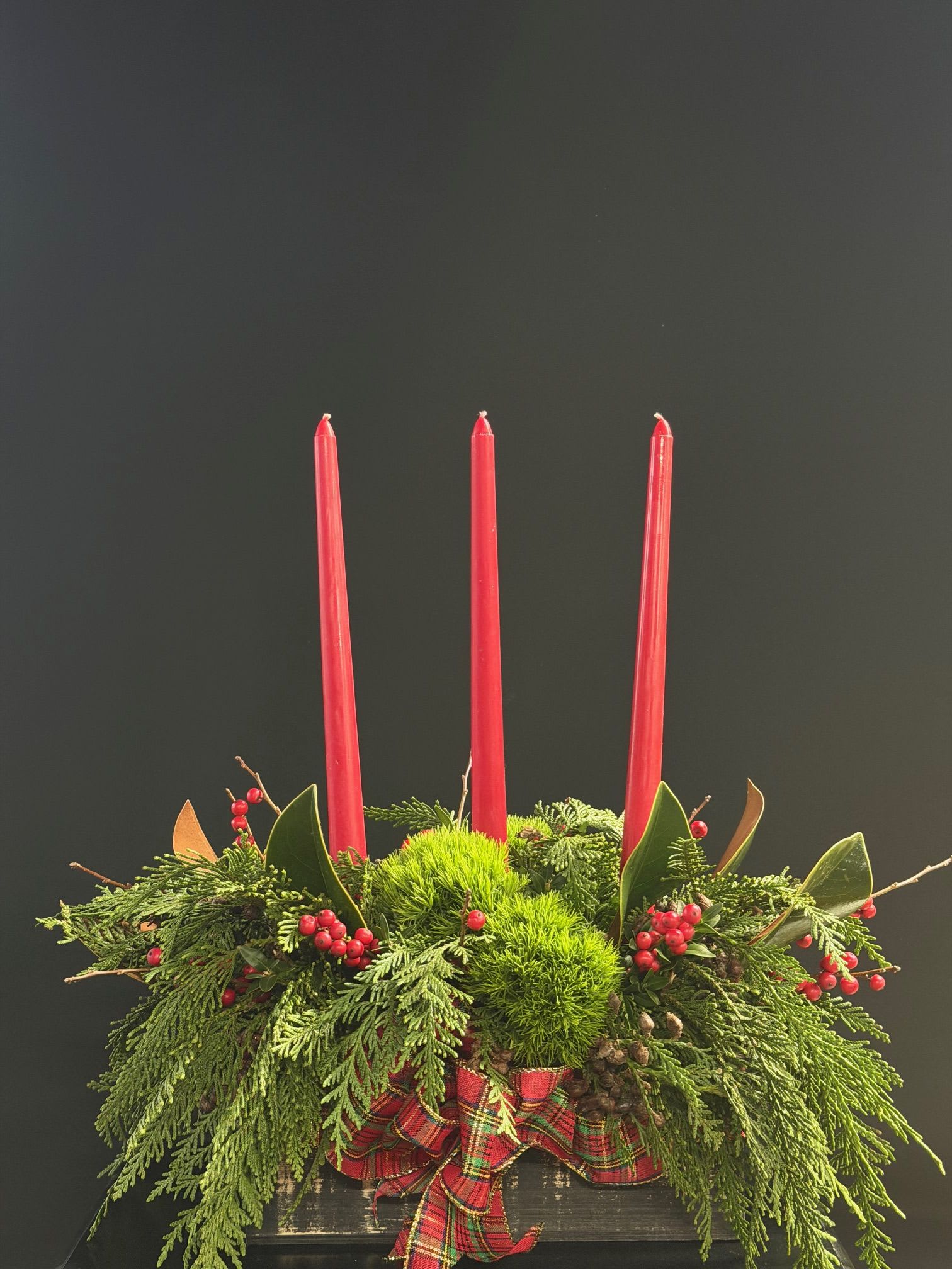 Winter Berry Candle Trio - Woodsy, winter centerpiece