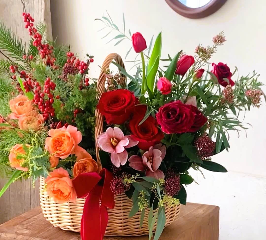 Red velvet - Mix Red and Peach Color Basket for Christmas Gift