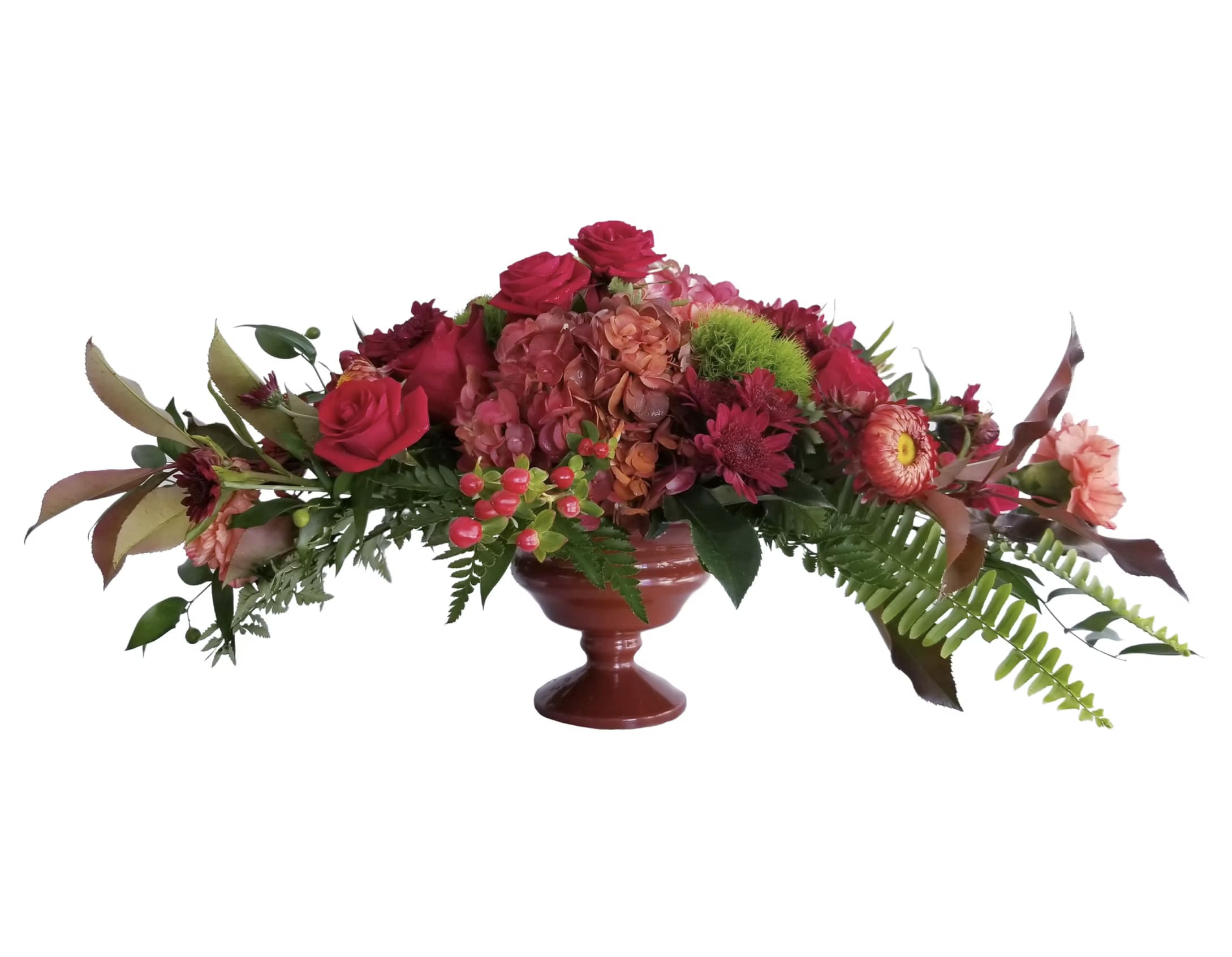 Oblong Pedestal Arrangement - Flowers and containers are subject to substitution and availability. 