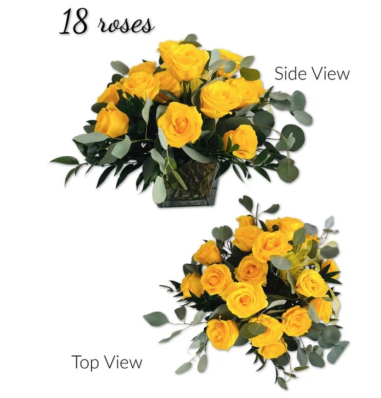 Rose Cube 18 - Flowers and Containers are subject to substitution and availability.