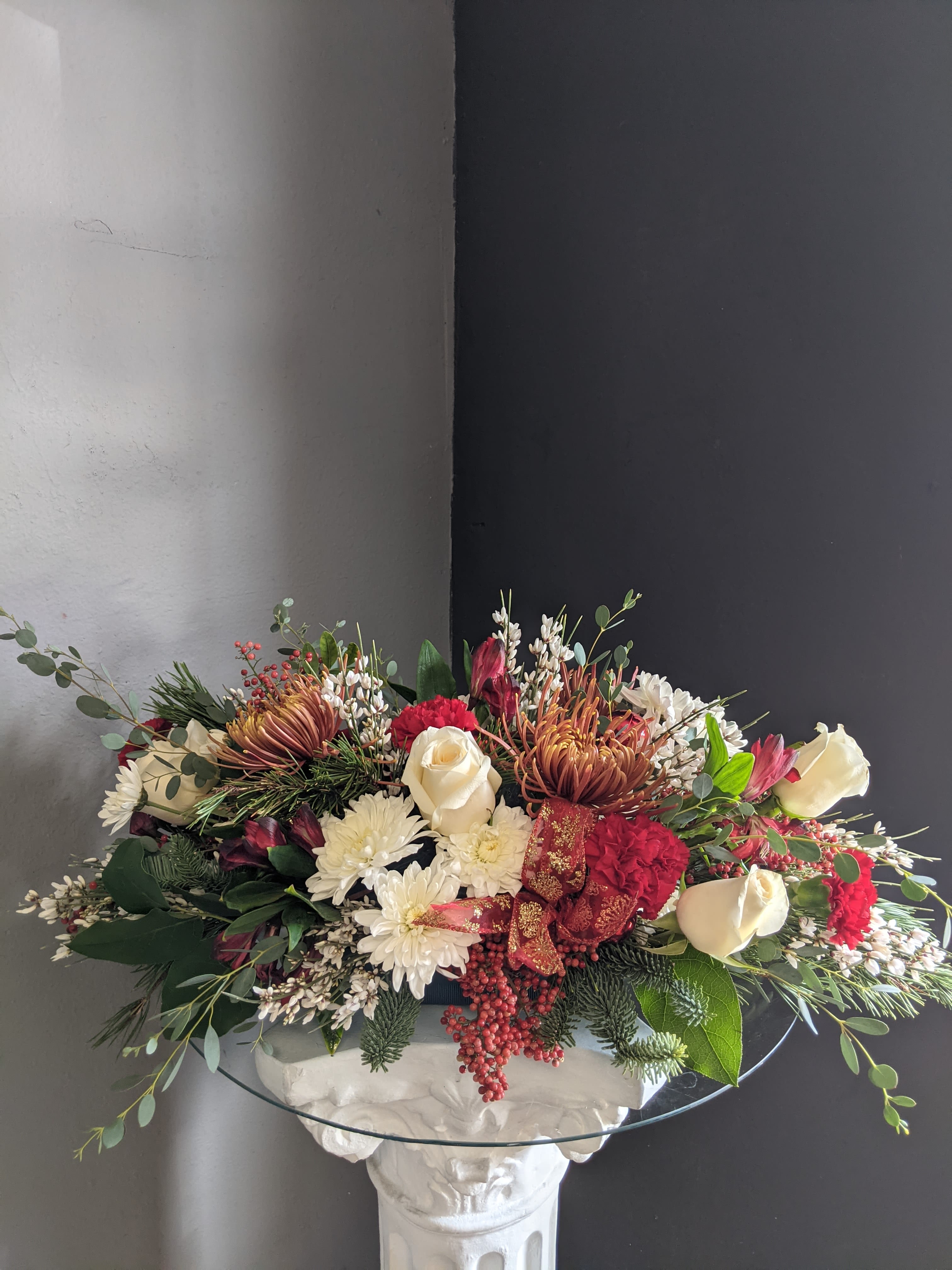 # 155 Winter Flower Arrangement - A beautifully selected bunch of the freshest flowers in a vase uniquely arranged by hand. 