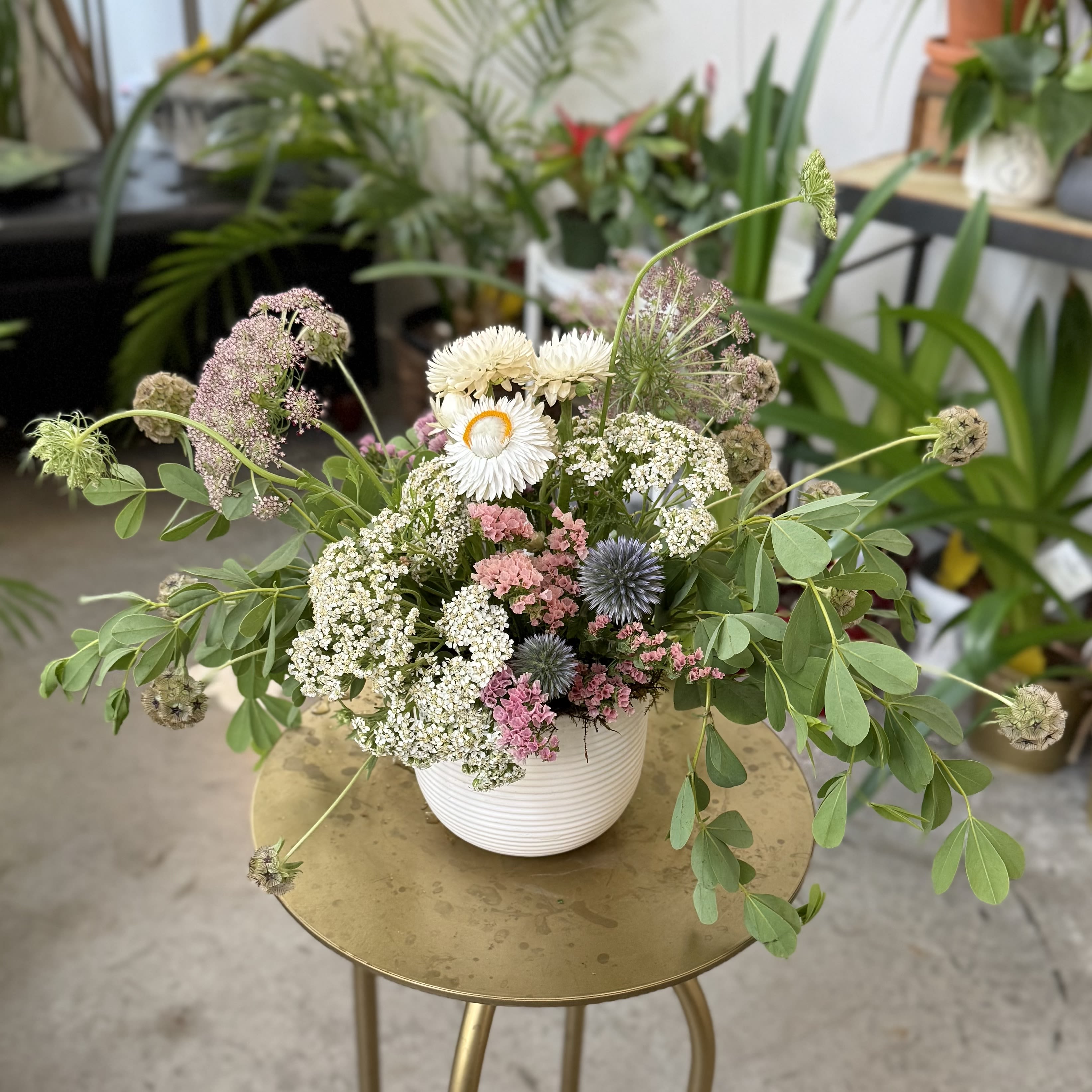Wild Meadow Pot - A glorious mix of seasonal flowers, organically designed in a ceramic pot. A simple way to elevate any day.