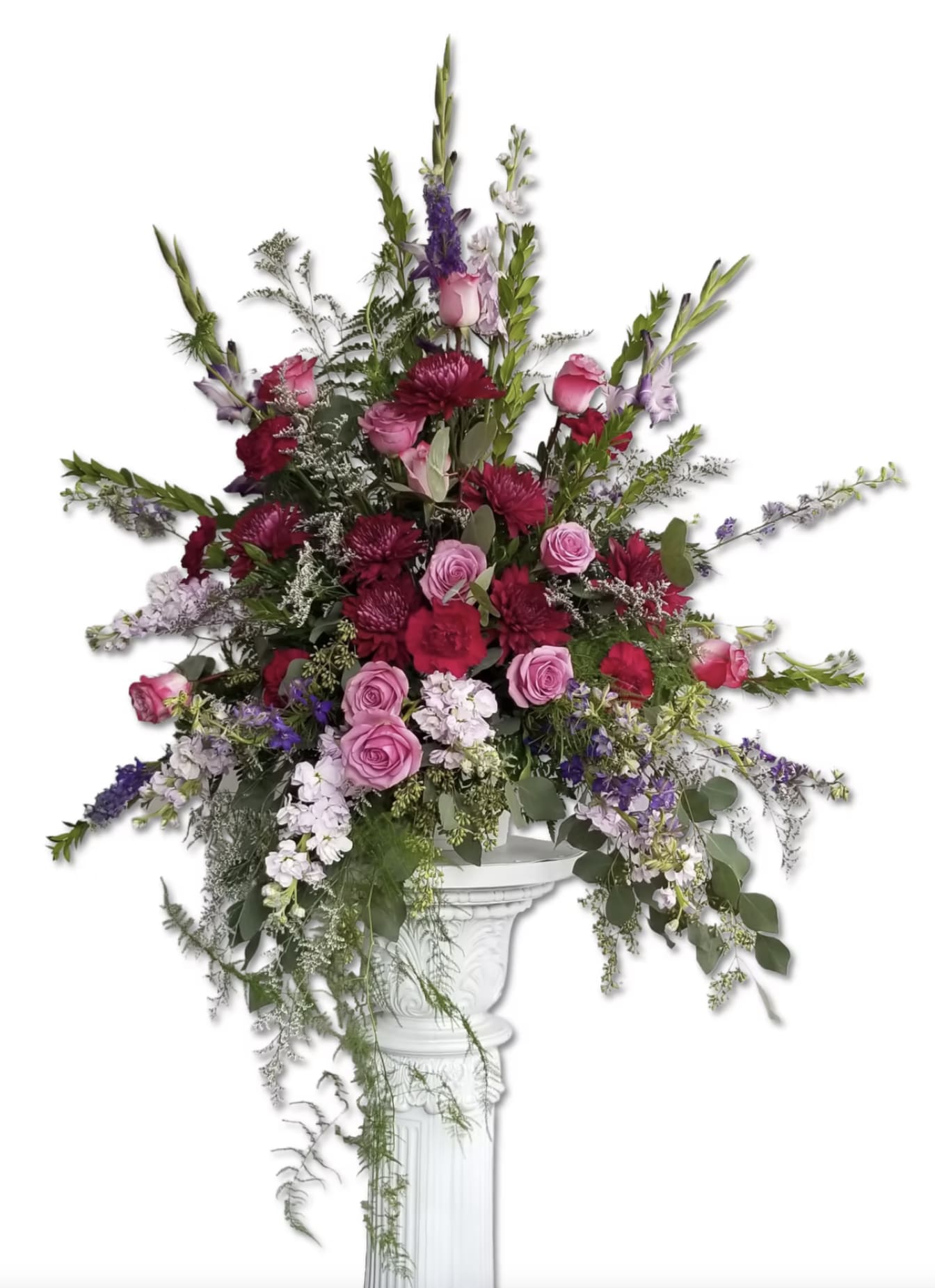 Funeral Basket - Flowers and containers are subject to substitution and availability.  Large pedestal stand not included.