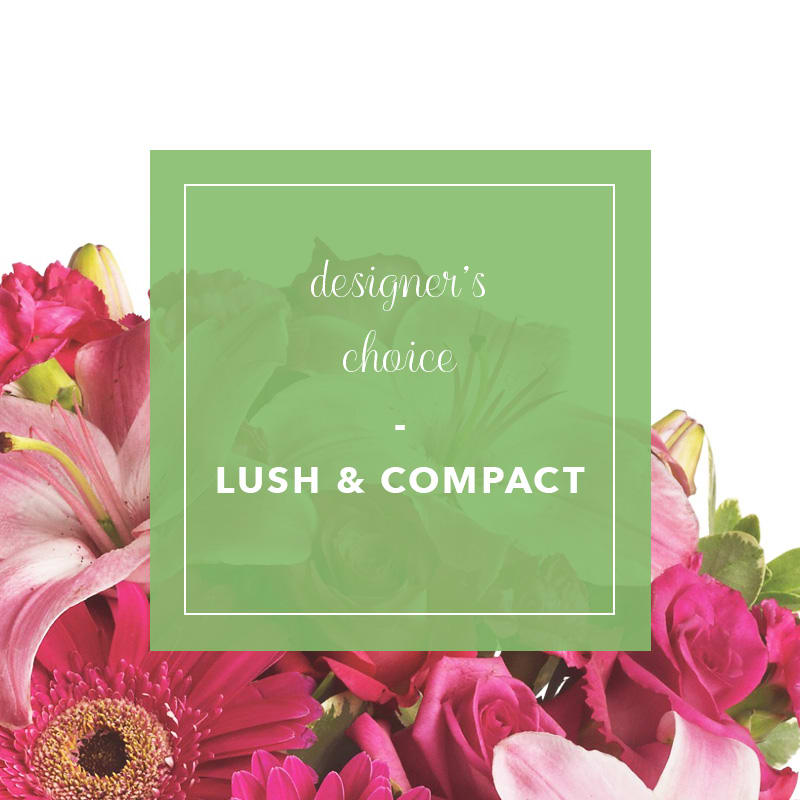Designer's Choice - Lush &amp; Low - Let our designer's create a beautiful arrangement with the freshest blooms of the season! The style of this arrangement will be lush &amp; low.
