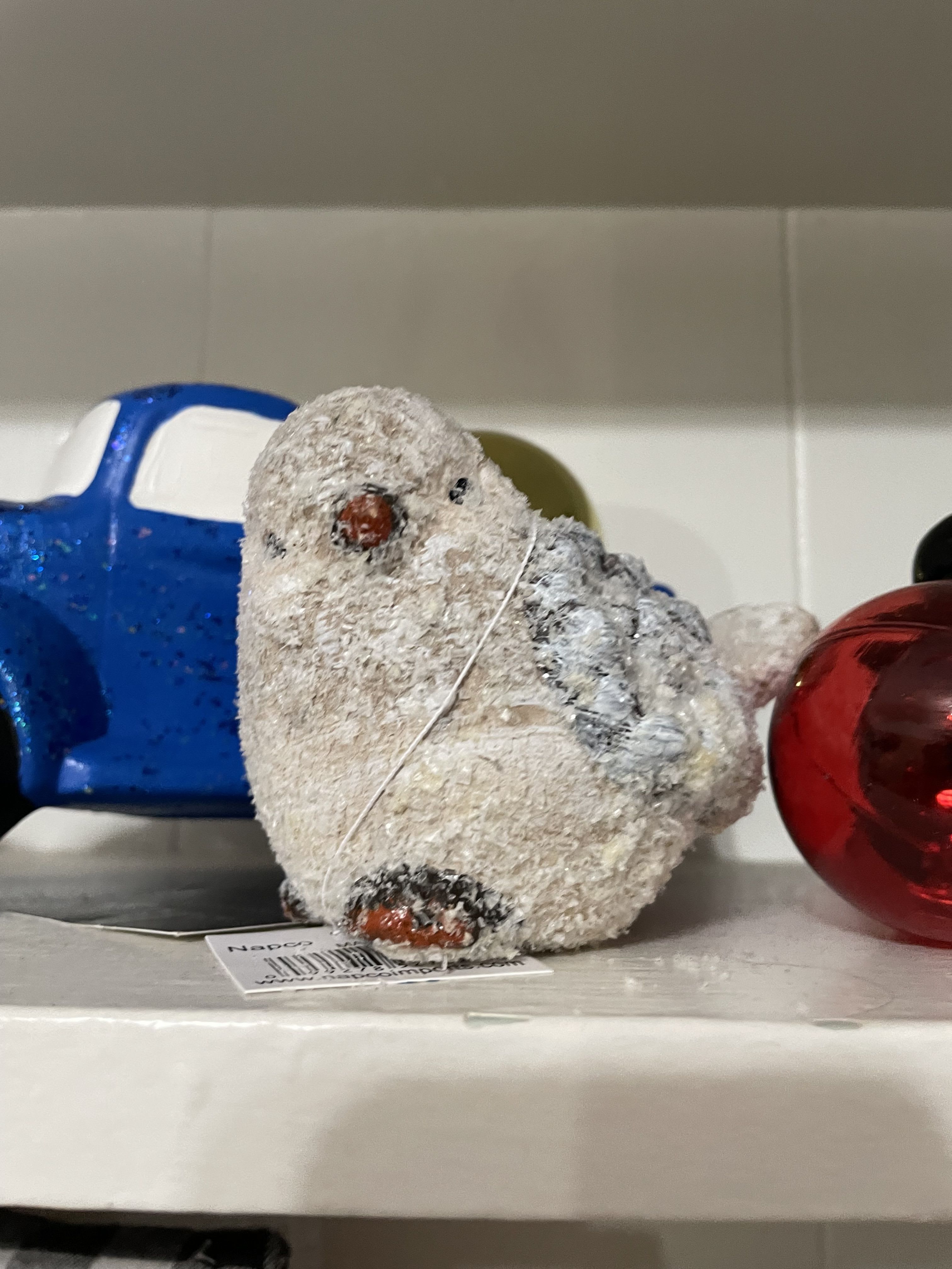 White Winter Bird  - Small white, winter bird Figure, ceramic . This selection is for one small bird figurine. 