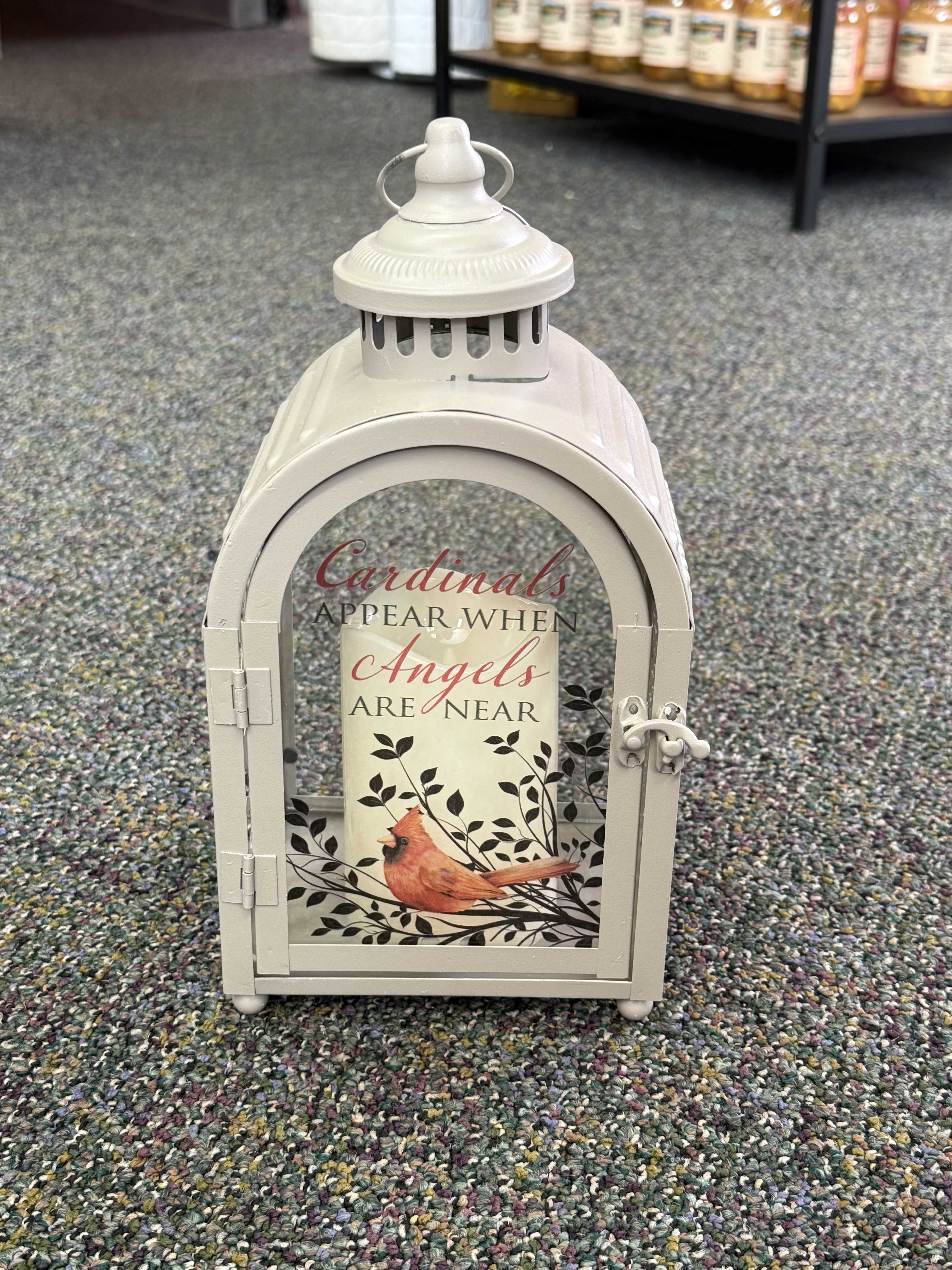 Cardinal Are Near Lantern -- Dickons - Cardinals appear when Angels are near! Light up Lantern