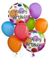 Happy  Birthday Balloon Bouquet - Send a bouquet of birthday balloons to someone who loves fun, unique gifts! and make their birthday a memorable one.   Same Day and Scheduled Balloon Delivery to Nashville and Surrounding Area.  NOTE: Mylar balloons may vary from those shown due to availability, however, the overall theme will remain the same.