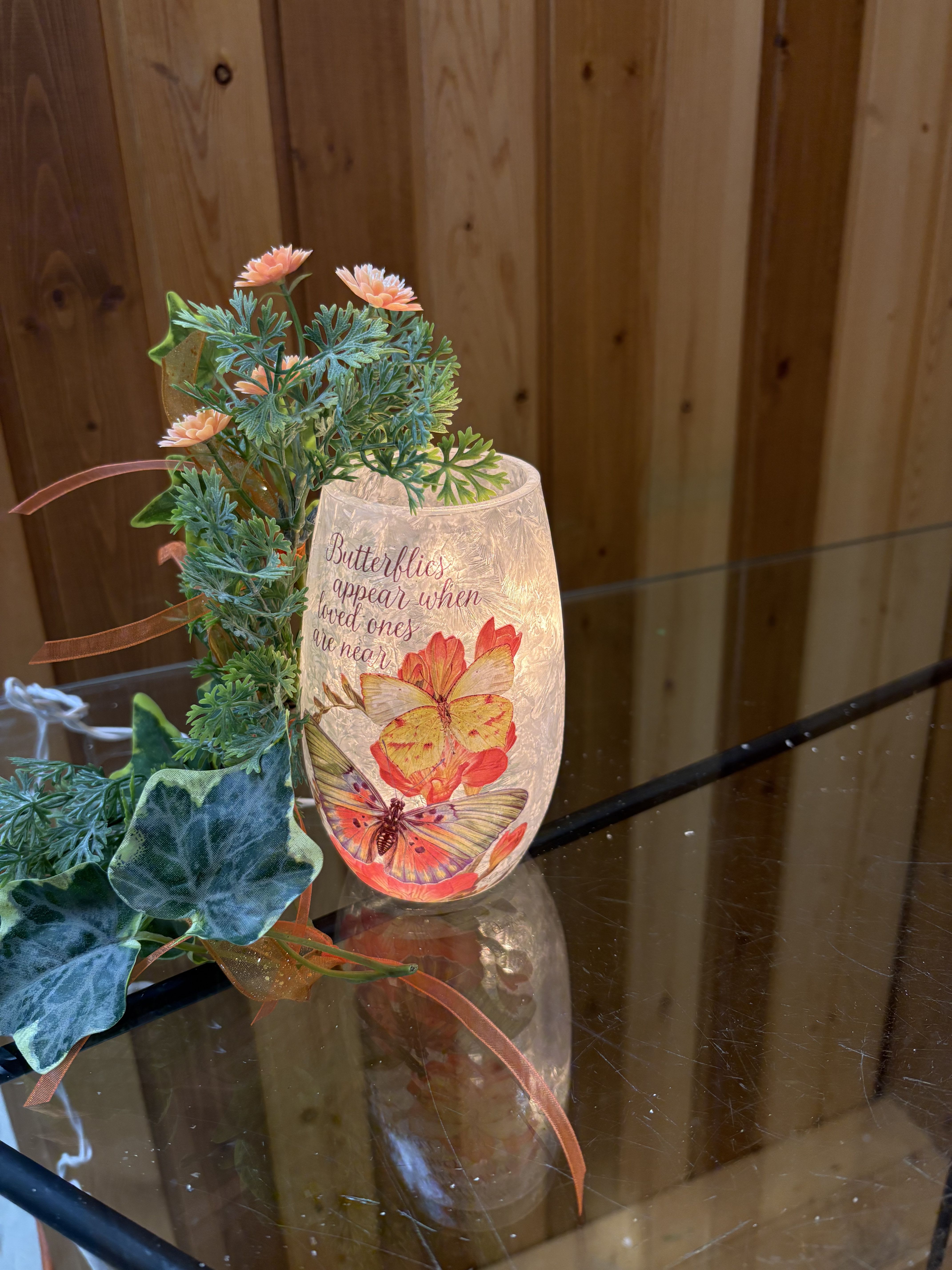 Butterflies appear Lamp - Butterflies appear when loved ones are near Lamp (comes in 3 different styles - same saying) - decorated  Size 5.25" tall x 2.5" wide