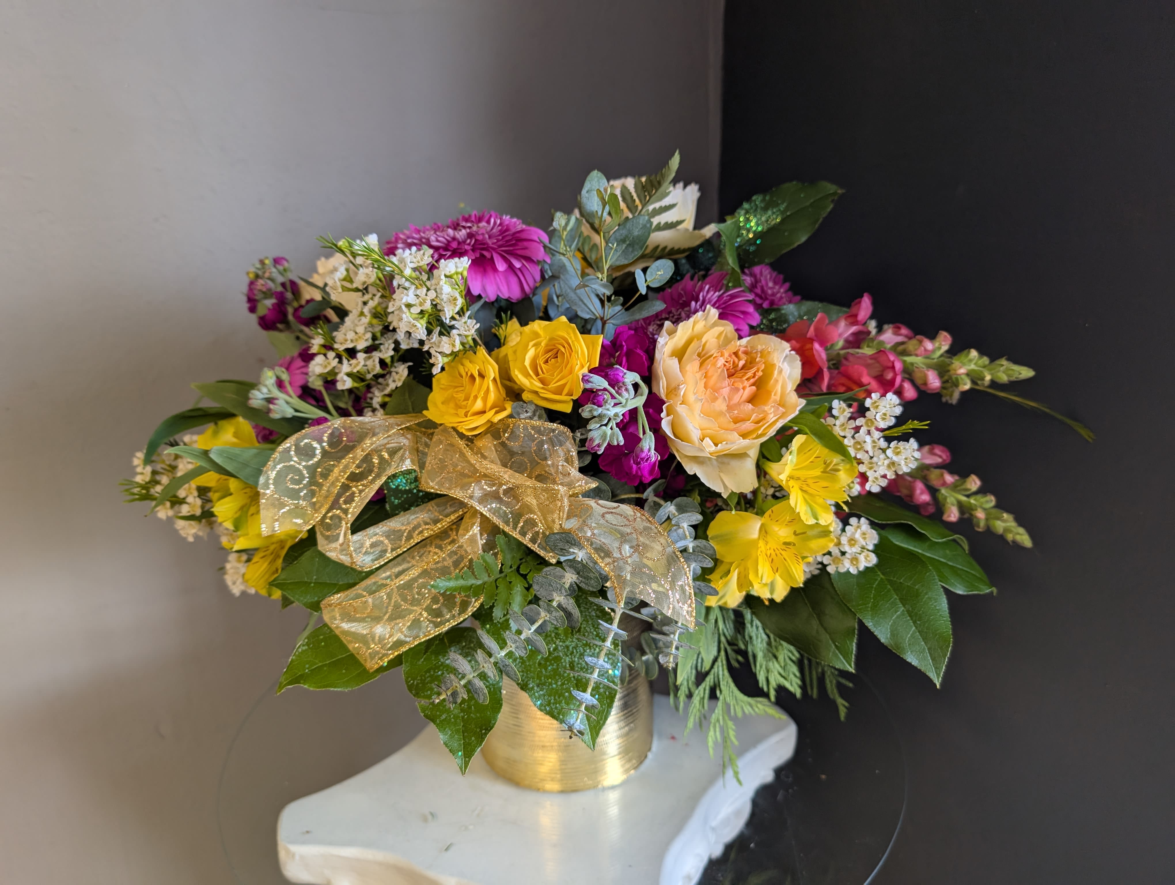 # 158 Winter Floral Arrangement - A beautifully selected bunch of the freshest flowers in a vase uniquely arranged by hand.
