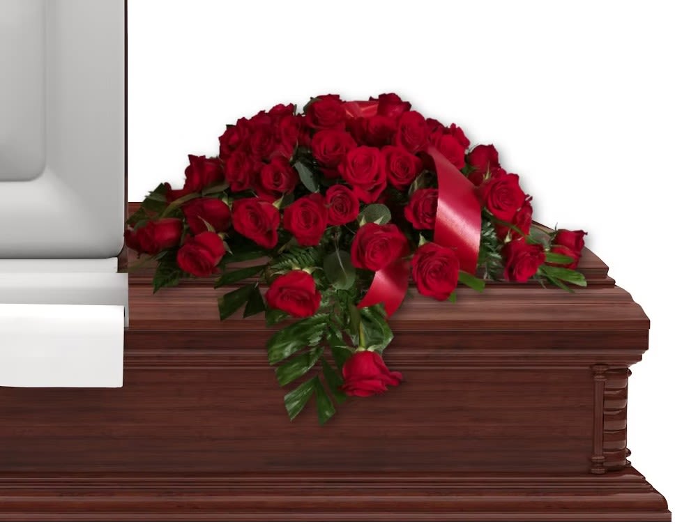 Rose Casket Spray - Rose color choices available. Call to inquire.