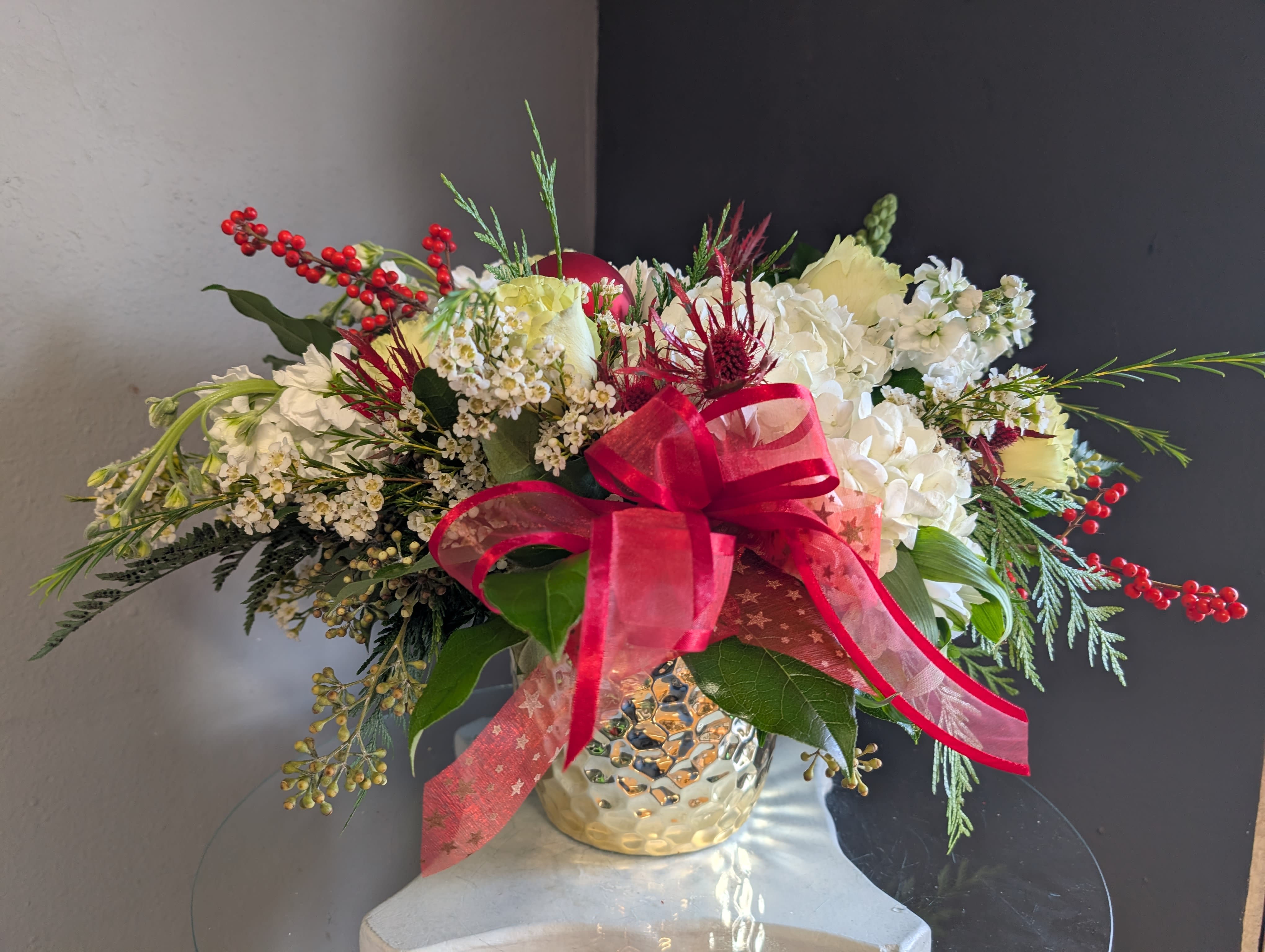 # 151 Winter Floral Arrangement - A beautifully selected bunch of the freshest flowers in a vase uniquely arranged by hand.