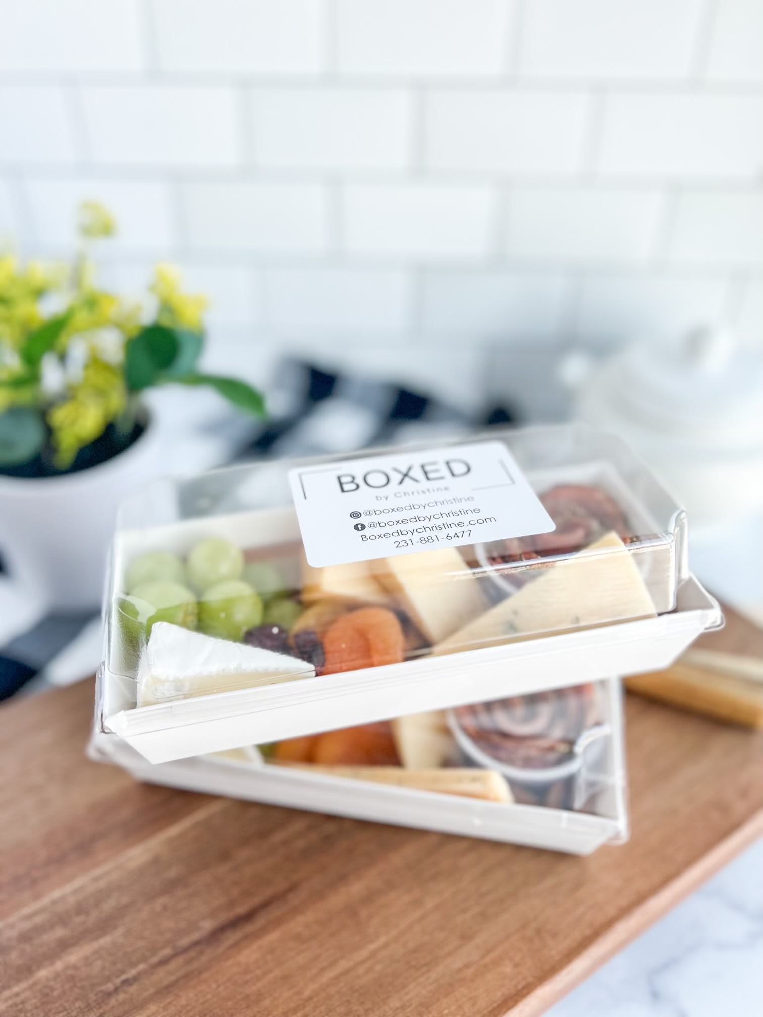 Boxed By Christine Charcuterie Box! - This sweet charcuterie box is filled with all the best treats from Boxed by Christine.  Includes a salami rose, several different servings of cheese, nuts, fruit and a sweet treat.  The perfect gift for anyone.