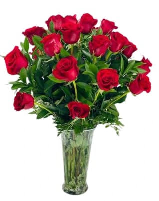 PREMIUM Red Roses with Baby Breath - Farm, fresh and beautiful red roses!!! Make hearts happier by giving them fresh flowers.  Standard: One Dozen (12 roses) Deluxe: Two Dozen (25 roses) Premium: Three Dozen (36 roses)  Includes: Roses, Baby breath, Greenery, Ribbon, Clear Vase and a complimentary golden card with envelope, please send card message with your order! 