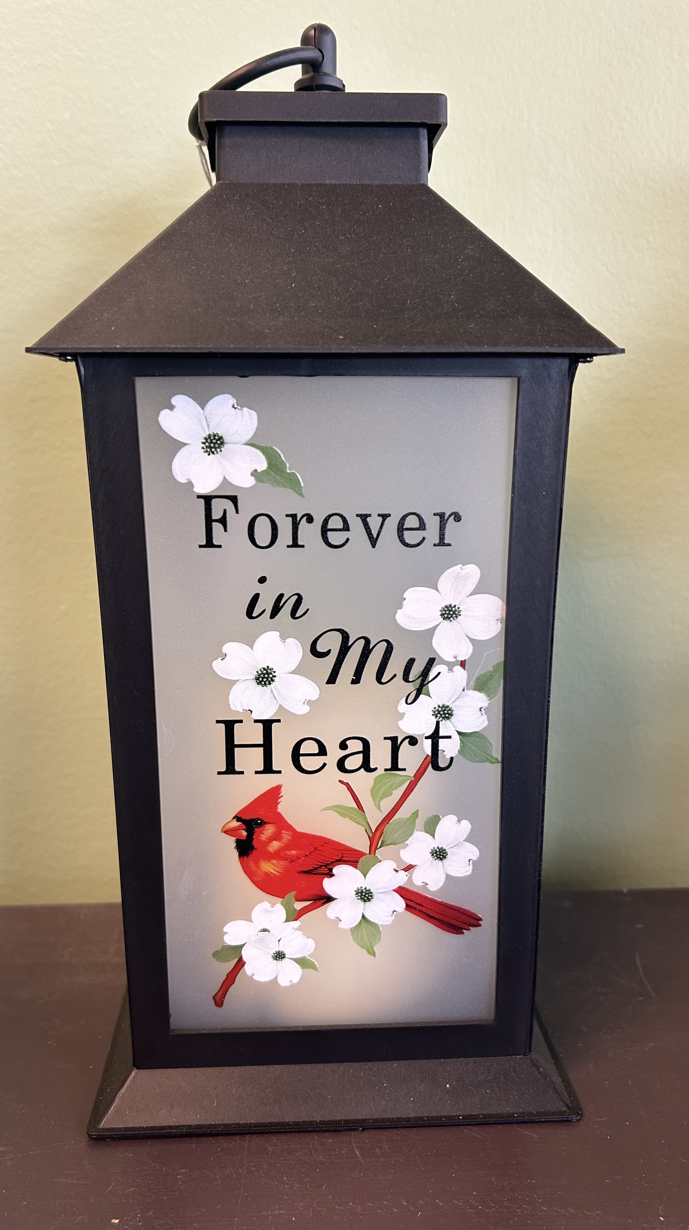Forever in My Heart Lantern - This Lantern is made of plastic and comes with built in candle