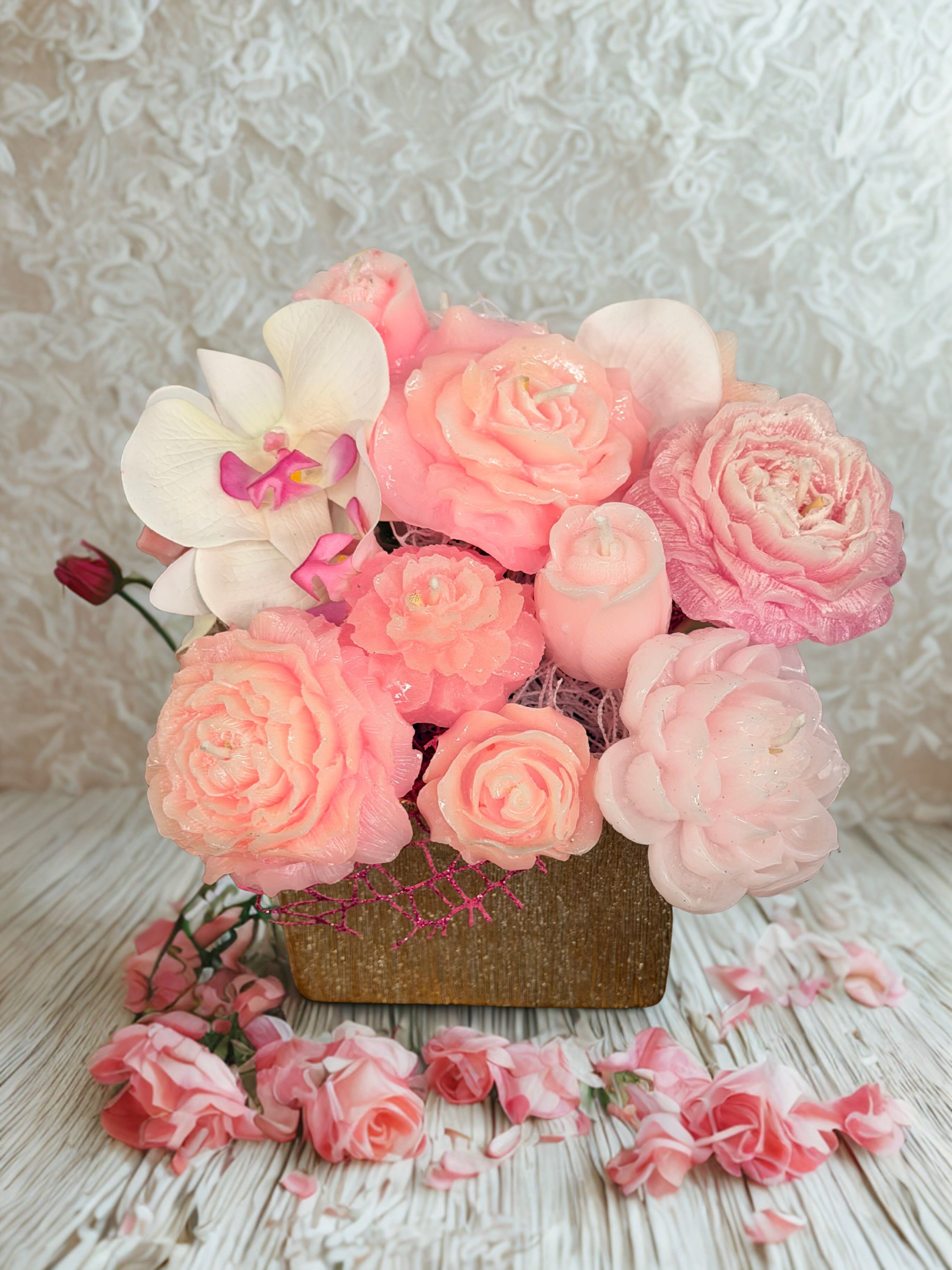 Serenity Blooms  - candle flowers in a vase with artificial fillers