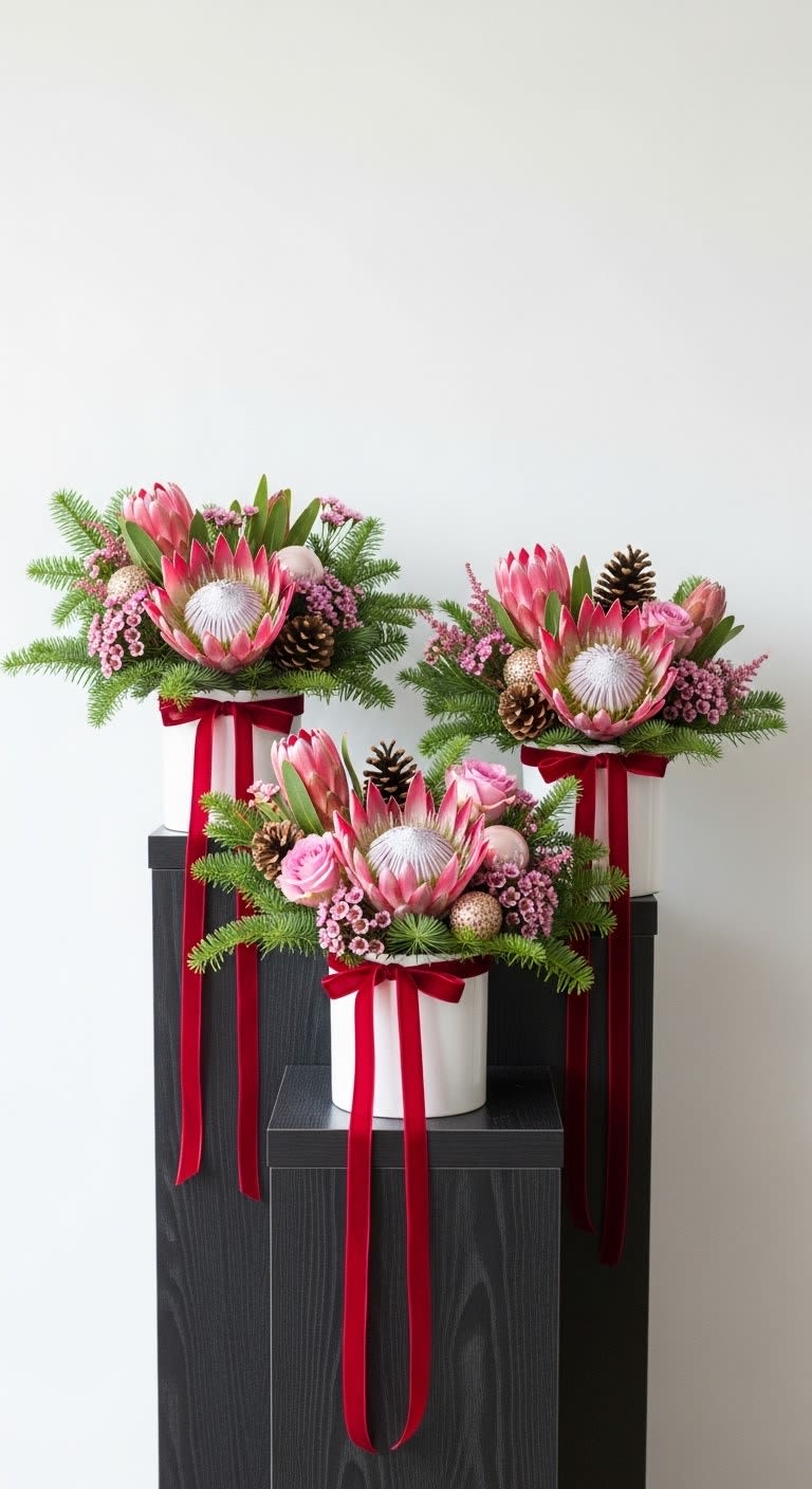Christmas Cheer Bouquet  - Modern clean and beautiful holiday floral arrangement. Send some joy and holiday cheer. This is a single arrangement. 