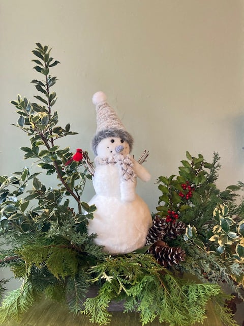 Snowman Wonderland - A perfect large-scale arrangement to bring winter warmth and cheer into any home! Measuring 3 feet across and 3 feet high at its tallest point, this statement piece will be the life of the christmas party and the focal point of your holiday season.  