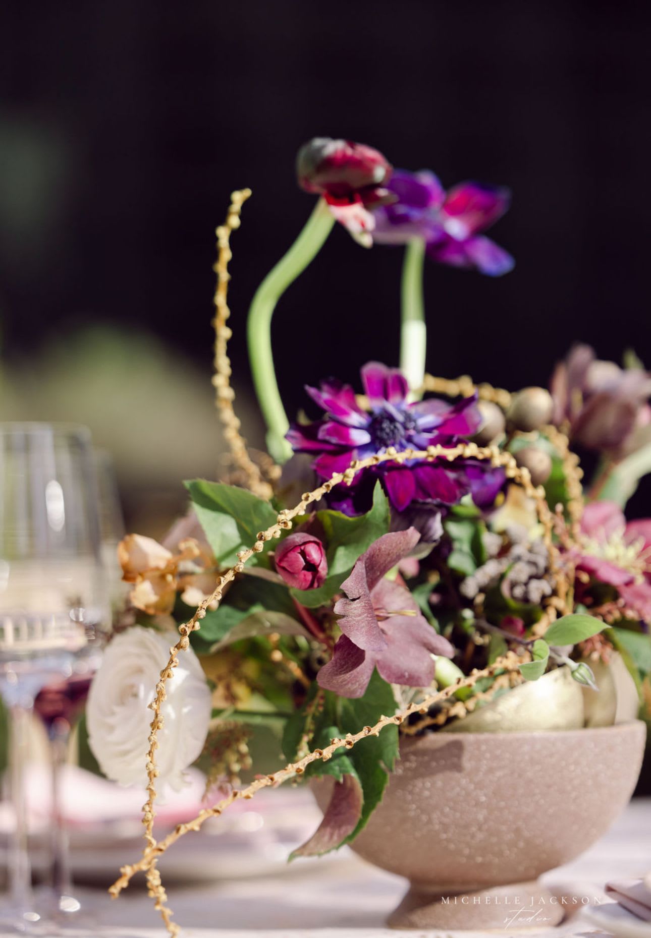 Uptown balance - Designed especially for social dinner tables, this arrangement creates an inviting atmosphere and brings people together.   Thoughtfully styled to sit beautifully among plates, candles, and conversation, it adds warmth and character to your table while maintaining an effortless, refined look