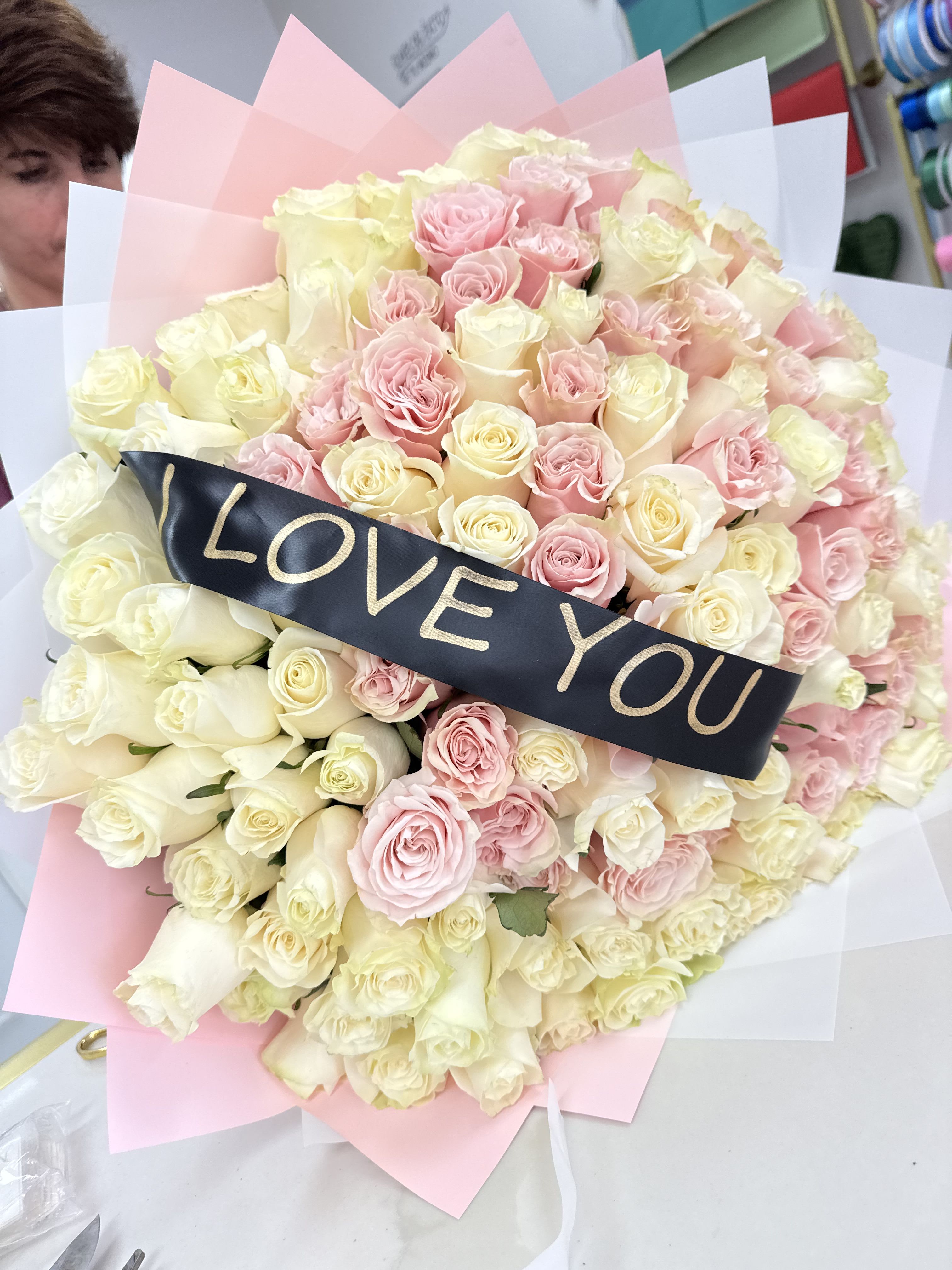 100 Pink roses  - 100 pink and white roses 