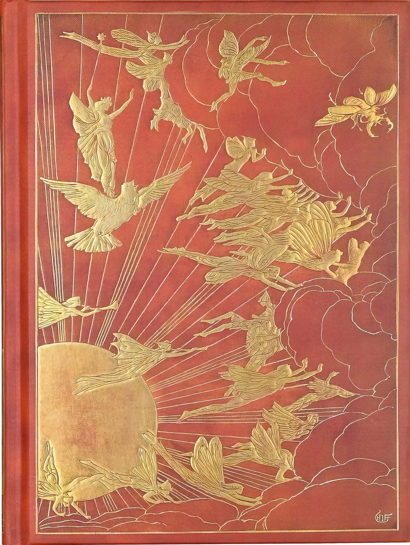 Orange Fairy Journal - Fairy folk part the clouds and welcome the sun on the covers of this fabulous journal! Inspired by Andrew Lang's Orange Fairy Book, illustrated by Henry J. Ford and published in 1906, the design features intricate embossing and shimmering gold foil.