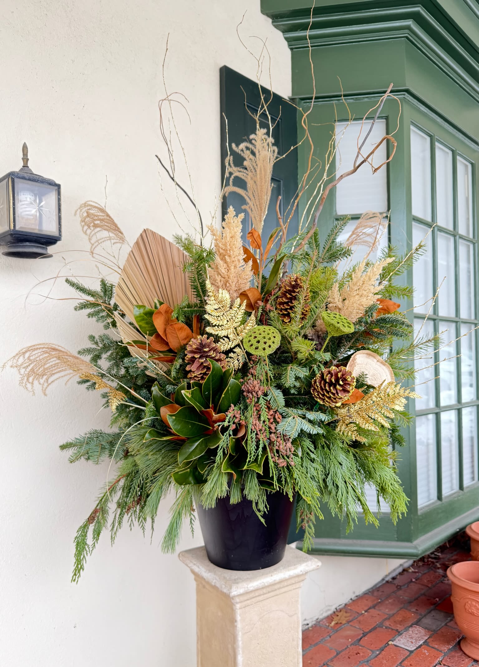 Holiday Planters - One of a kind custom holiday planters - perfect for your entryway! Sold as a set.