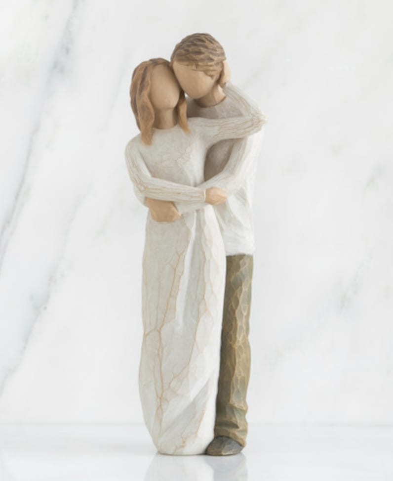 WILLOW TREE - TOGETHER 1 - A romantic figure of two people, much in love, who have found their true partner in life. Their stance and embrace depict a couple, moving forward together, in harmony and unity.