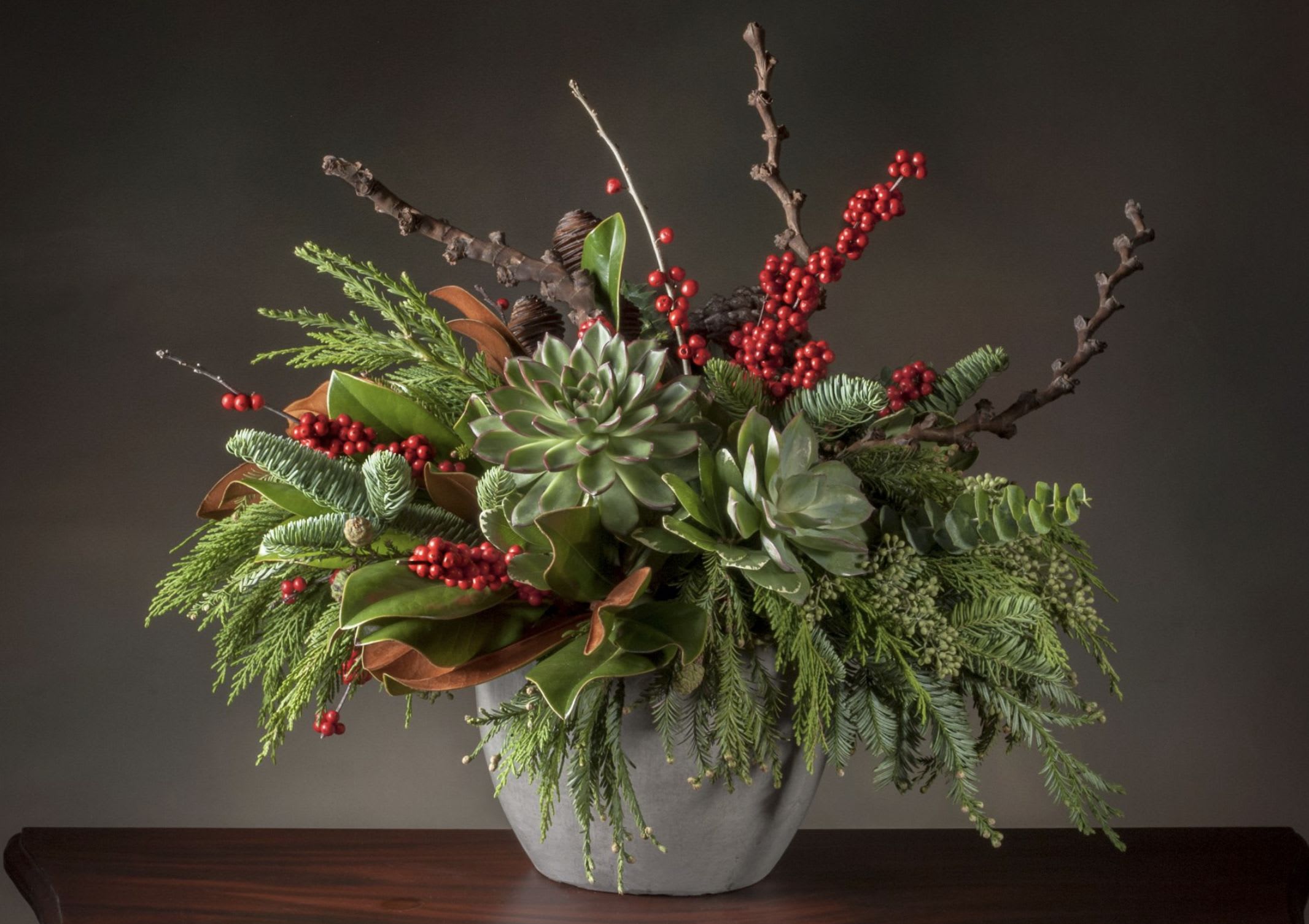 Enchanted Evergreen  - Celebrate the holiday season with our Christmas greens and winter berries.