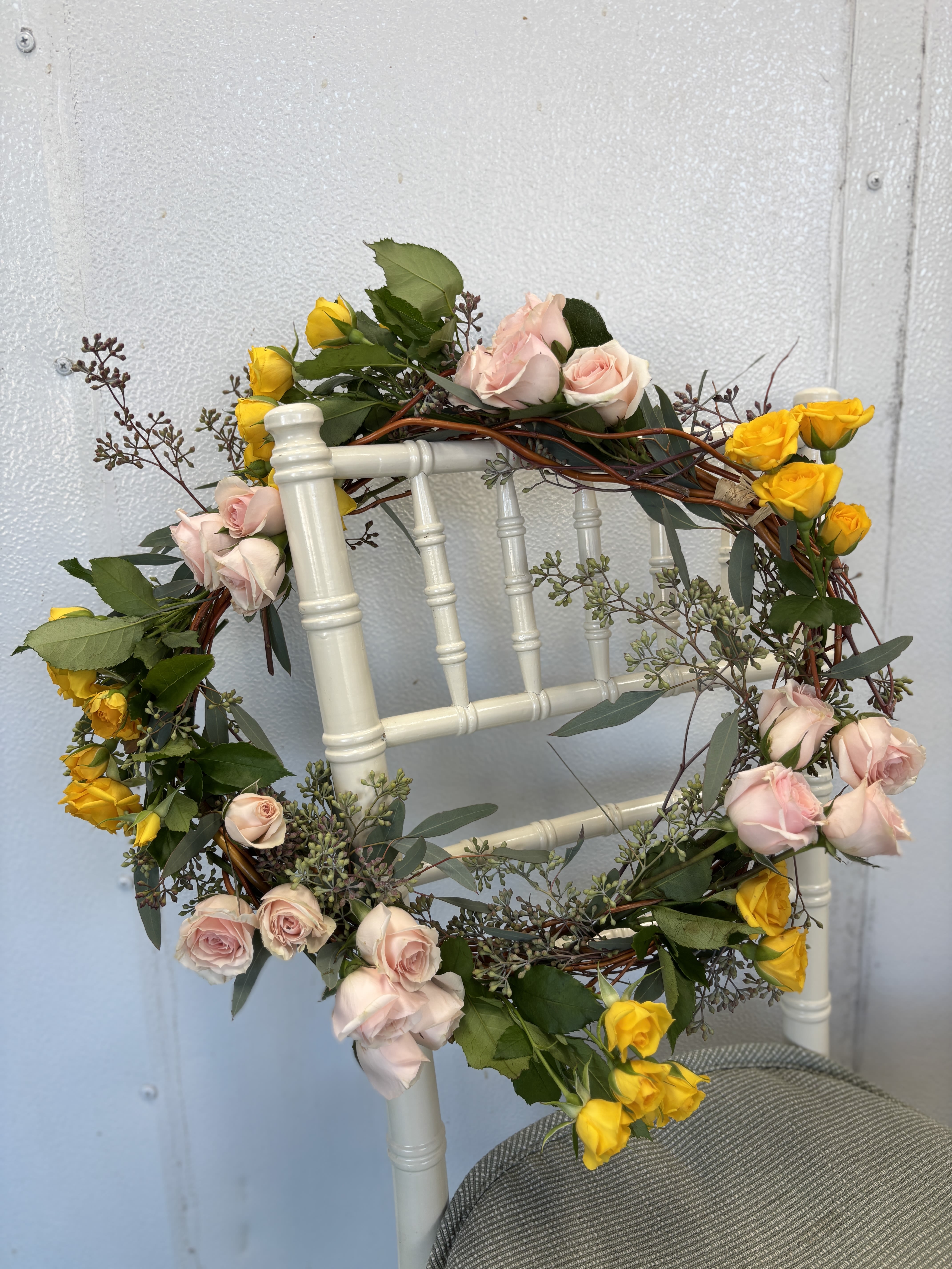 ORGANIC OCEAN WREATH FOR THE FUNERAL AT SEA - COLORFUL WREATH  WITH YOUR CHOICE OF COLOR AND FLOWERS all natural and biodegradable flowers , ocean safe  18 inch wreath as shown 