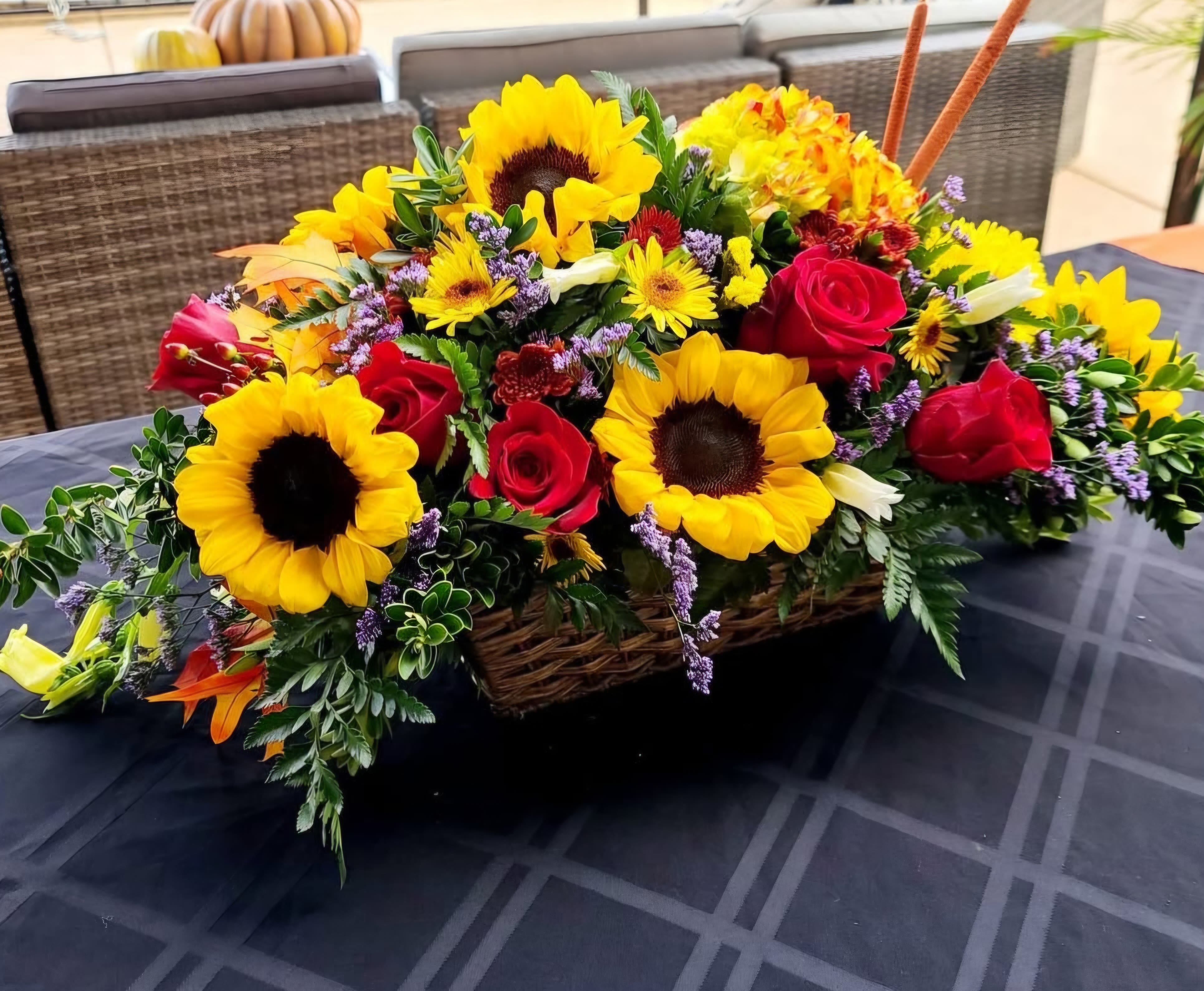 Katey's Thanksgiving centerpiece  - Long and low, Freshest Fall flowers in Season 