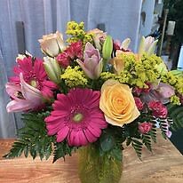 Beautiful You! - The beautiful you vase arrangement includes roses, gerbers, lillies, spray roses and solidego.