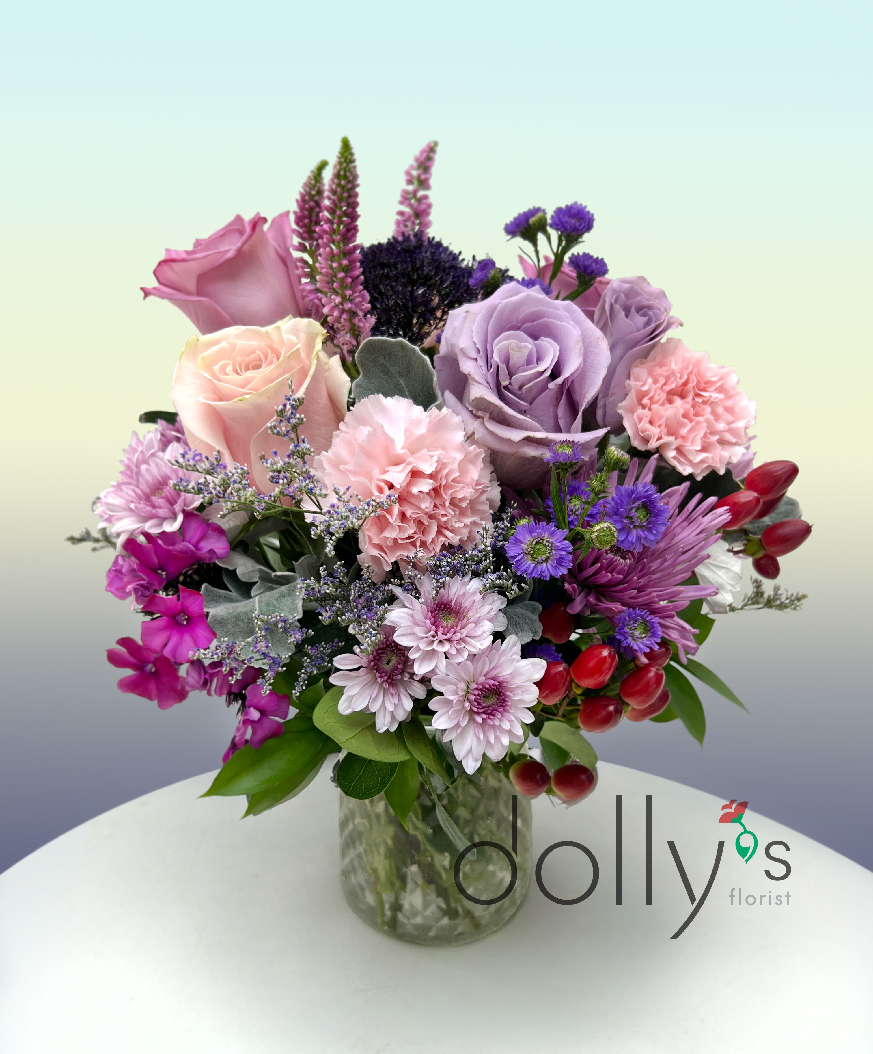 SOLD OUT | Bunch of Love - Say I Love You with a Bunch of Love bouquet with freshest seasonal spring flowers. So vibrant and fun.   Picture includes various shades of pink &amp; purples. Enquire for additional available colors 