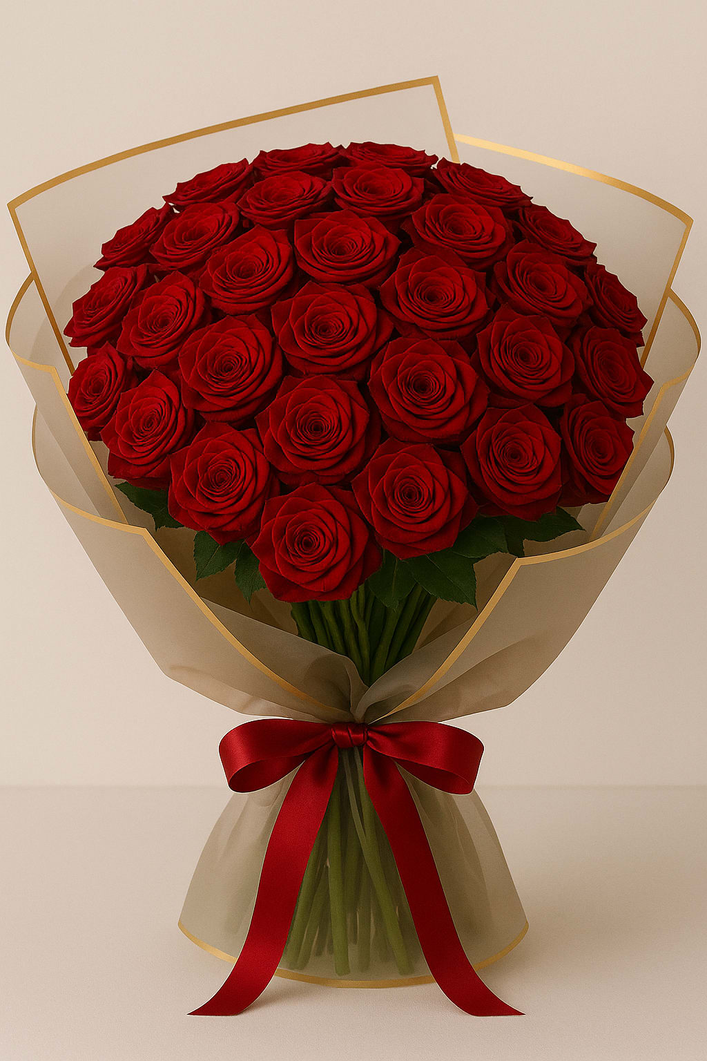 Red Rose Bouquet - Premium red rose bouquet with decorative wrap and ribbon.