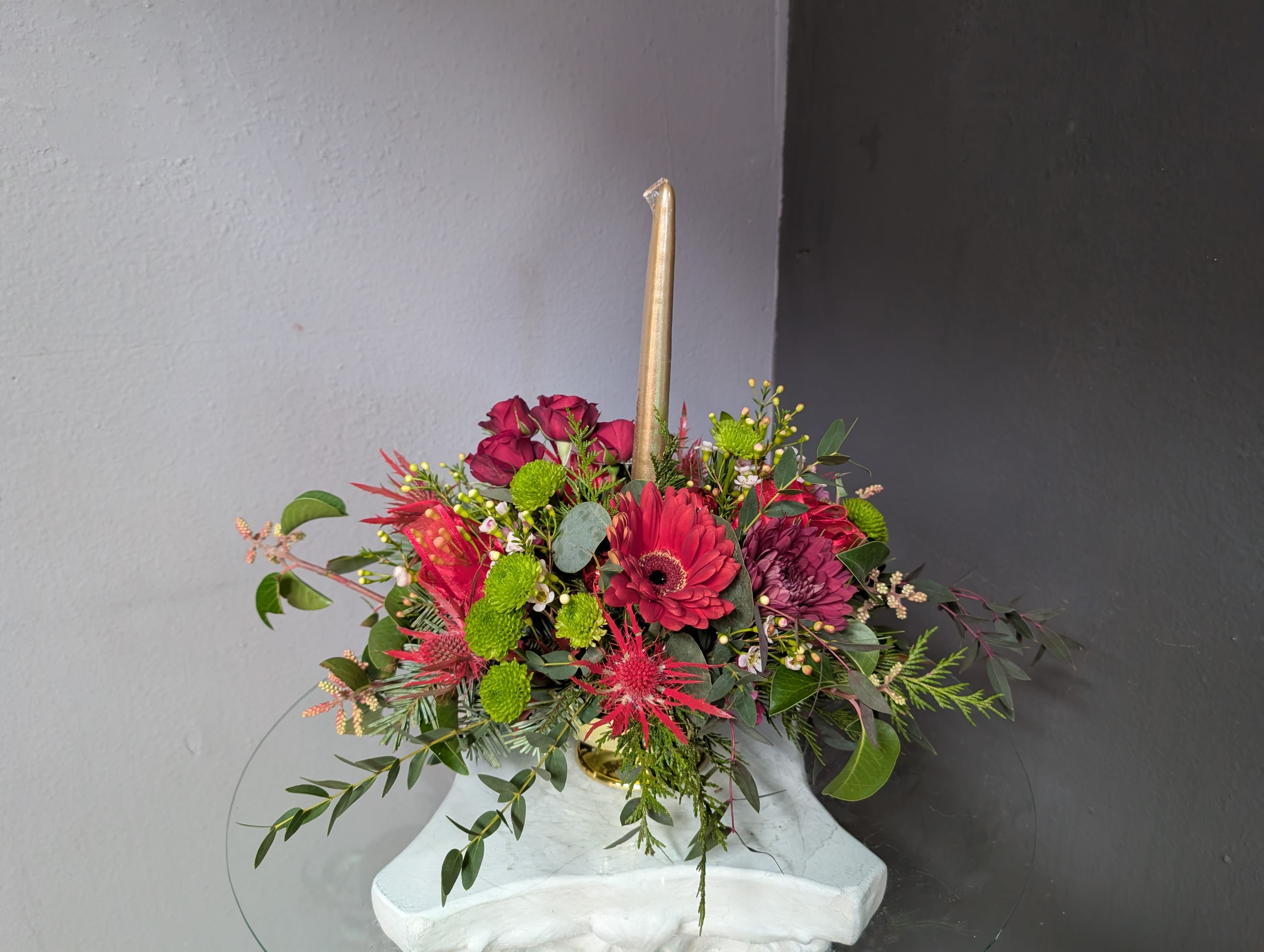 #370 Holiday Centerpiece (Table of 2) - Beautiful seasonal centerpiece. 