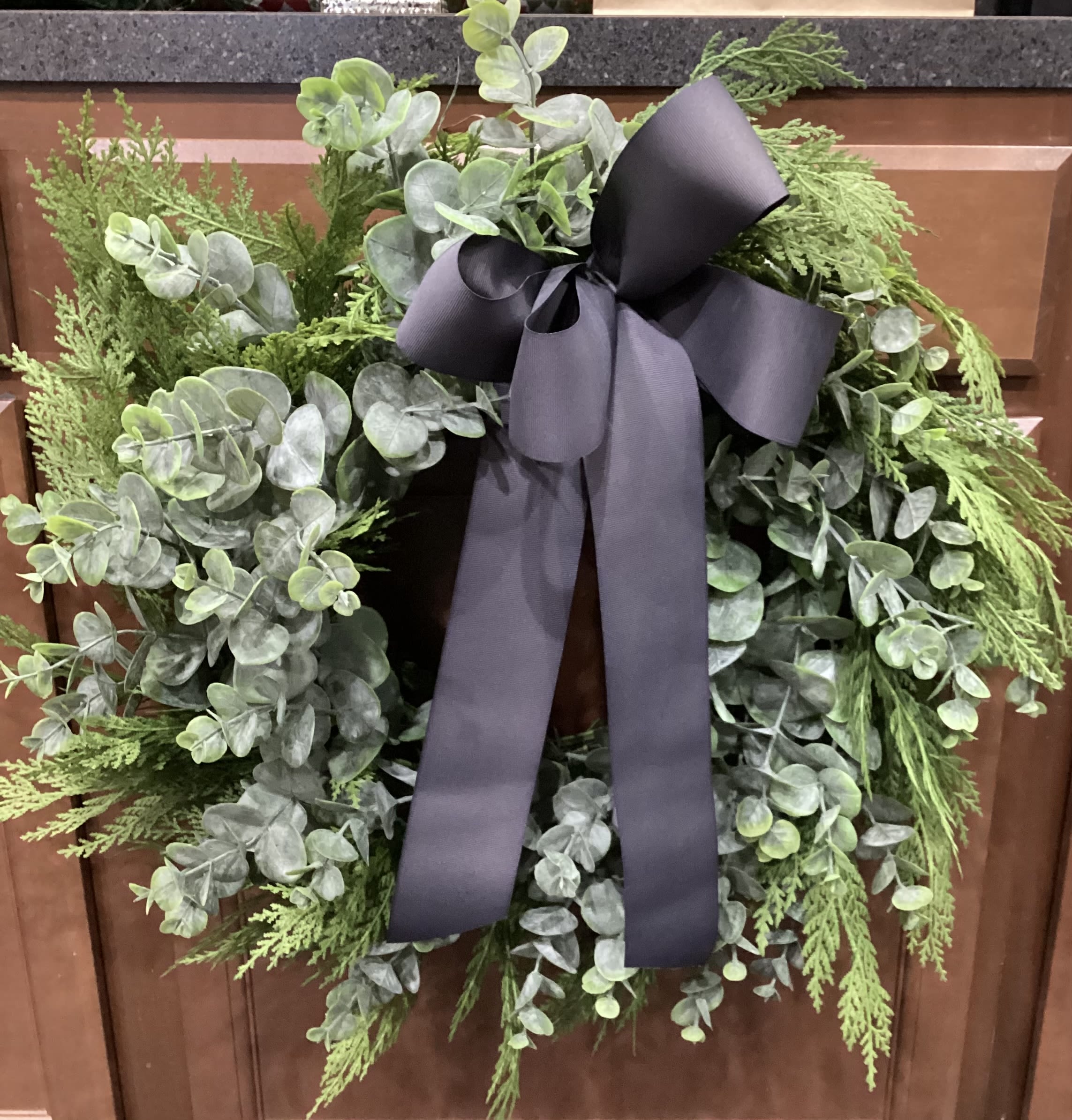 Permanent Eucalyptus evergreen  ON SALE - Silvery eucalyptus with lush evergreens creating a full texture look 