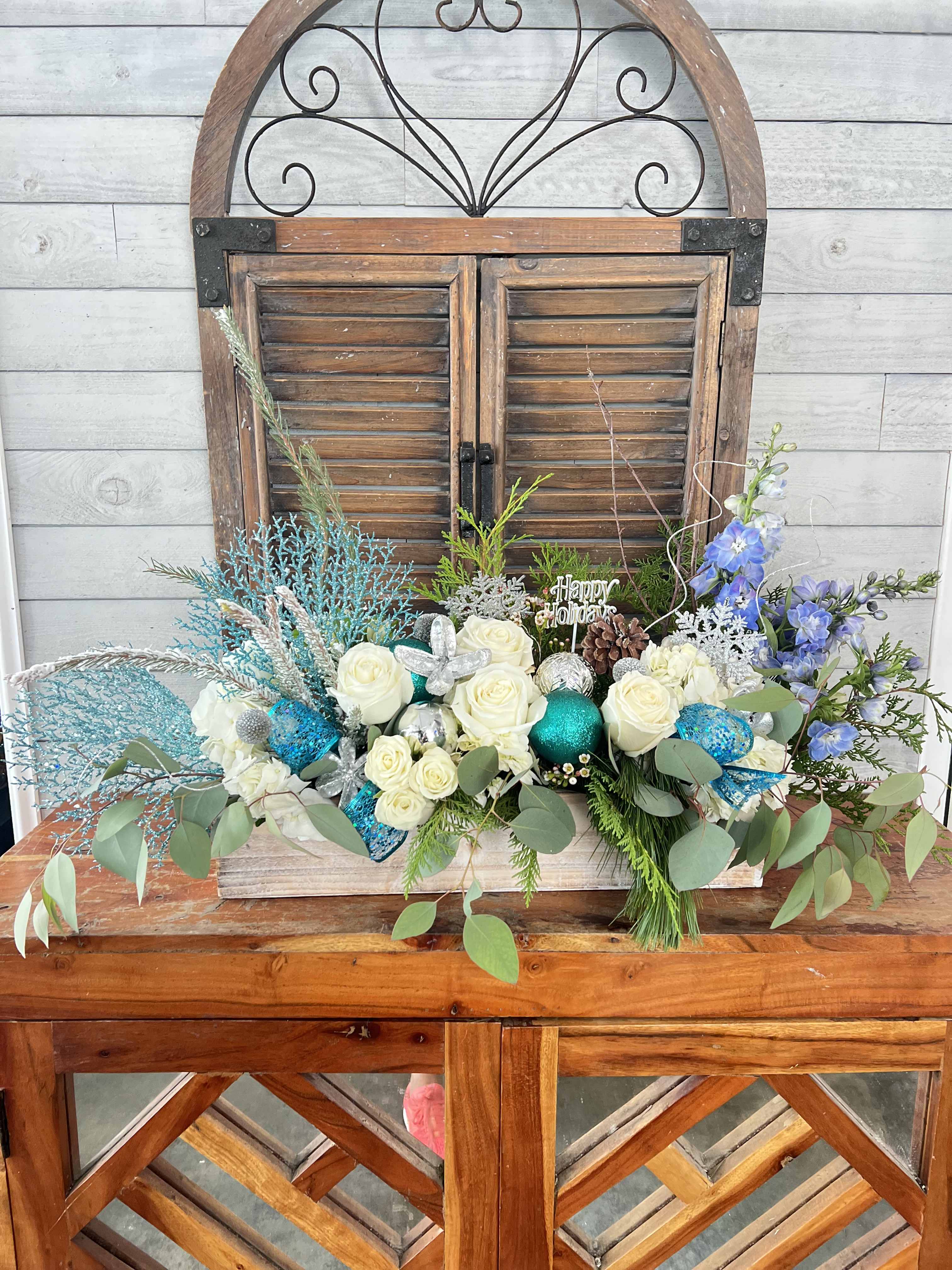 Days of christmas! - Turquoise accents with white flowers.