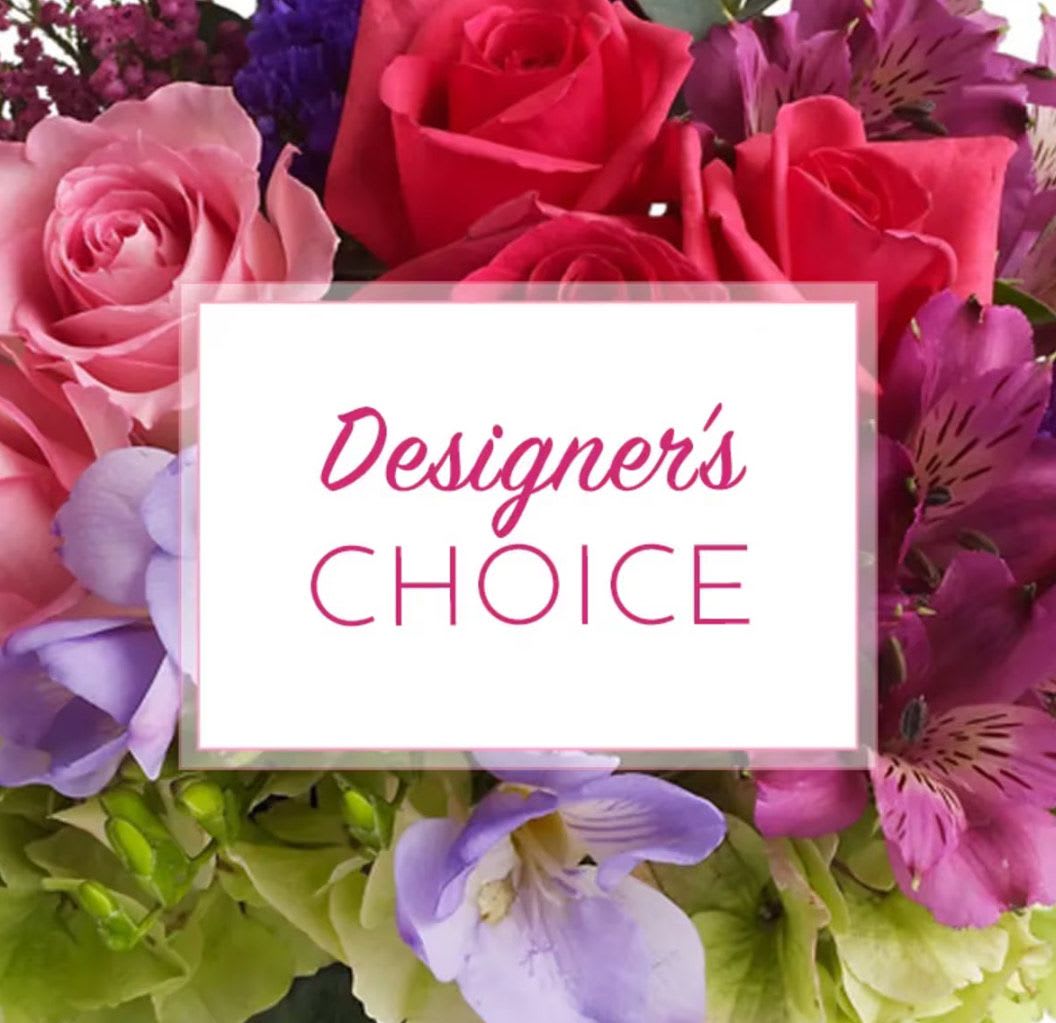 DESIGNERS CHOICE  - BEAUTIFUL VASE ARRANGEMENT FILLED WITH A SEASONAL MIX. CHOICE BETWEEN BRIGHT AND CHEERY OR PASTEL AND MUTED COLORS.