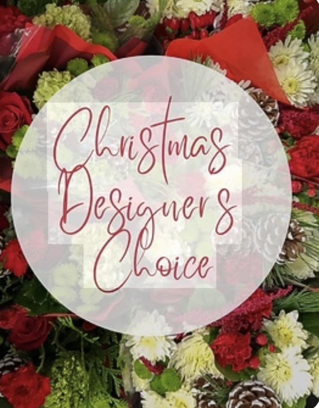 Holiday Vase Arrangement DESIGNERS CHOICE - This is a festive Christmas Designer's Choice Cube Arrangement. *** Pictures are sample orders, for REFERENCE ONLY **  Simply choose Standard, Deluxe or Premium and let our creative staff do the rest.  • Handcrafted with beautiful seasonal blooms, lush Christmas greens, and delicate accents in red, green, and white hues. • Arrangements may includes roses, carnations, mini carnations,  chrysanthemums,  button spray chrysanthemums, daisies and pinecones  • The actual flowers depend on availability and price point selected.  If there is sensitivity to a certain type of flower please let us know, otherwise our staff will create a beautiful arrangement filled to budget with fresh florals. 