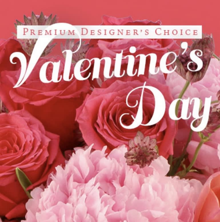 Valentine’s Day Premium  Designer Choice  - Mix flowers, Valentines Colors ( red , pink, white ,  Fresh  Cut Flowers in vase , extra Valentine’s decorations. Beautiful Valentine’s arrangement .   