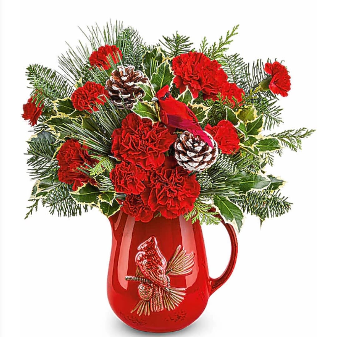 FESTIVE JAR - Beautiful pitcher with fresh pine branches and lovely natural flowers, perfect for surprising your loved one this magical Christmas.