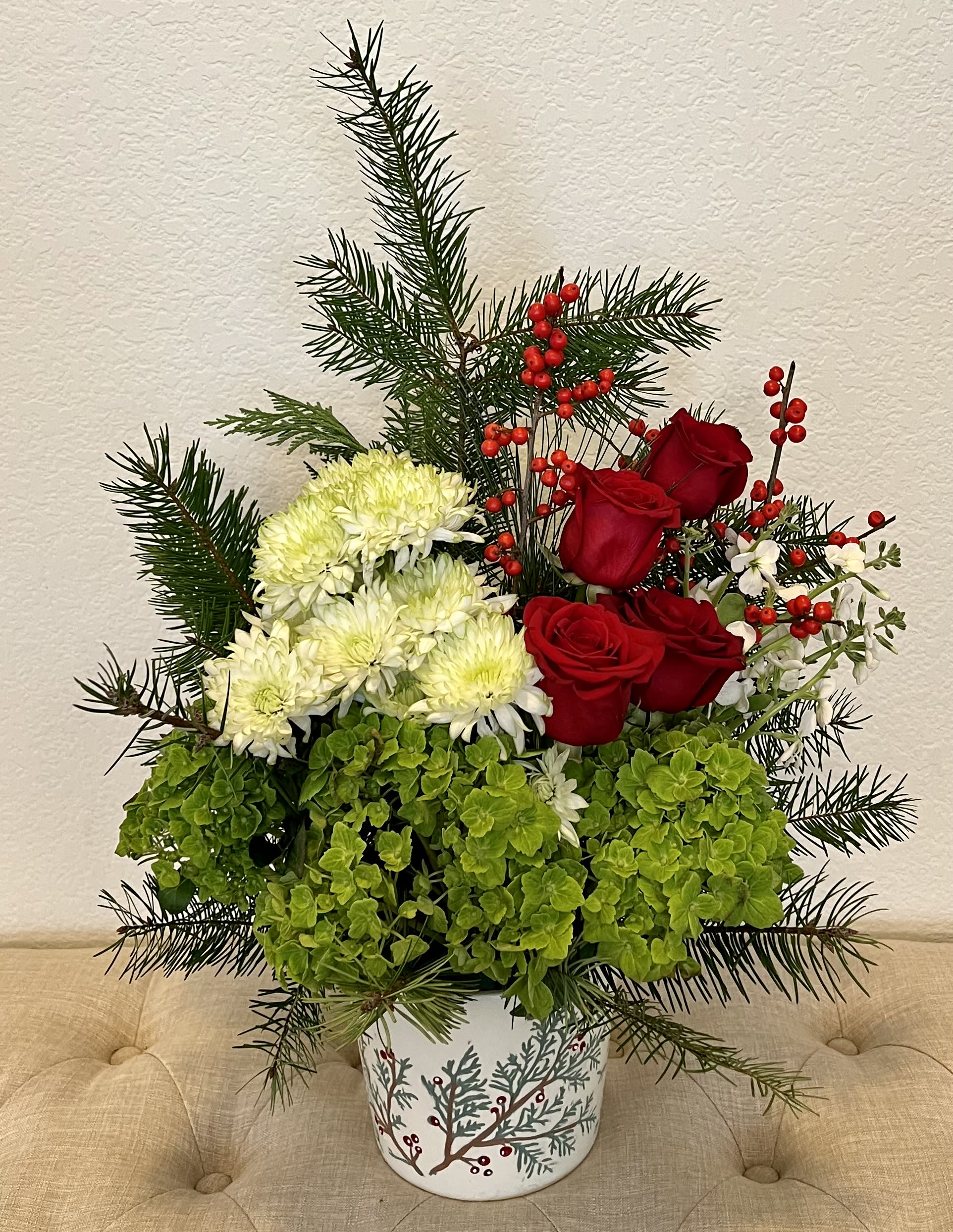 Christmas Tree Lane - A festive holiday arrangement in a limited edition ceramic container.