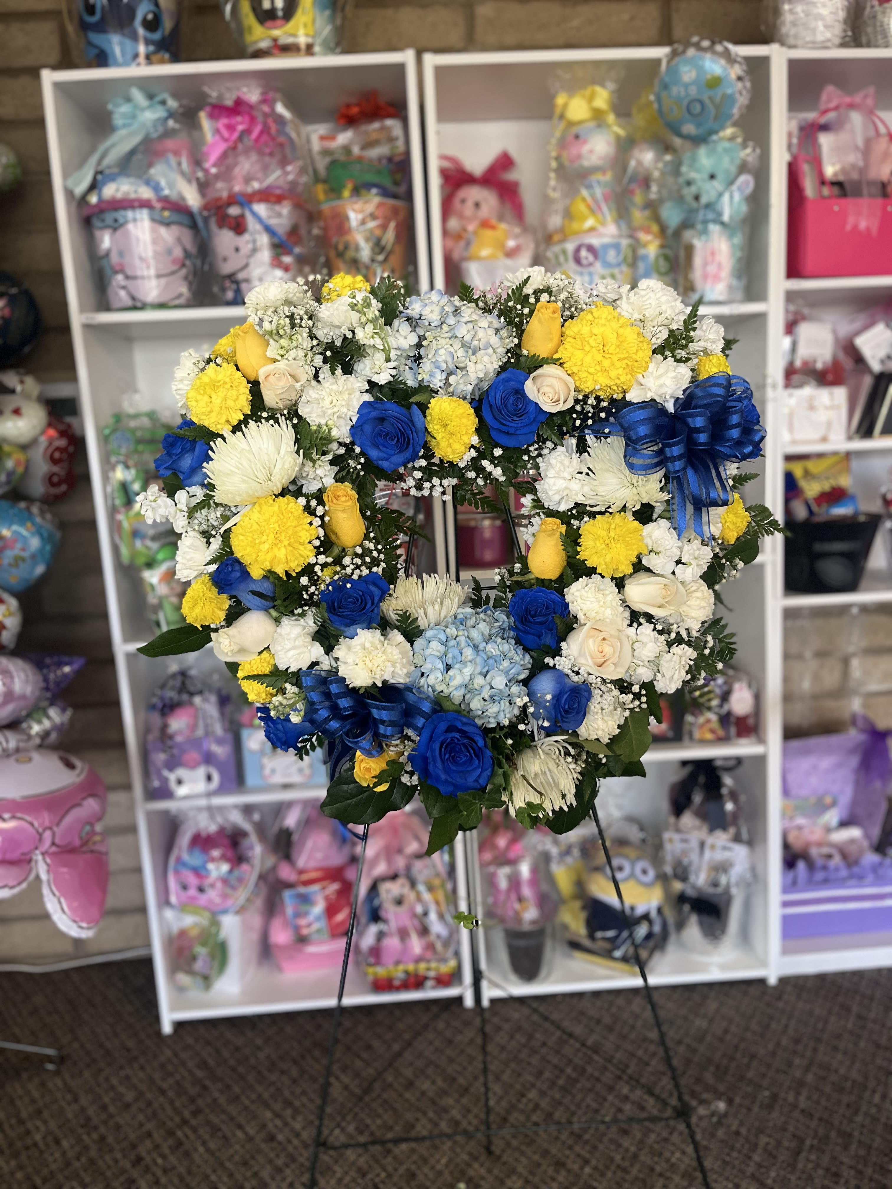 Brawley Colors Sympathy Heart  - 24 inch floral heart  Add banner , insert message on banner on notes for florist 