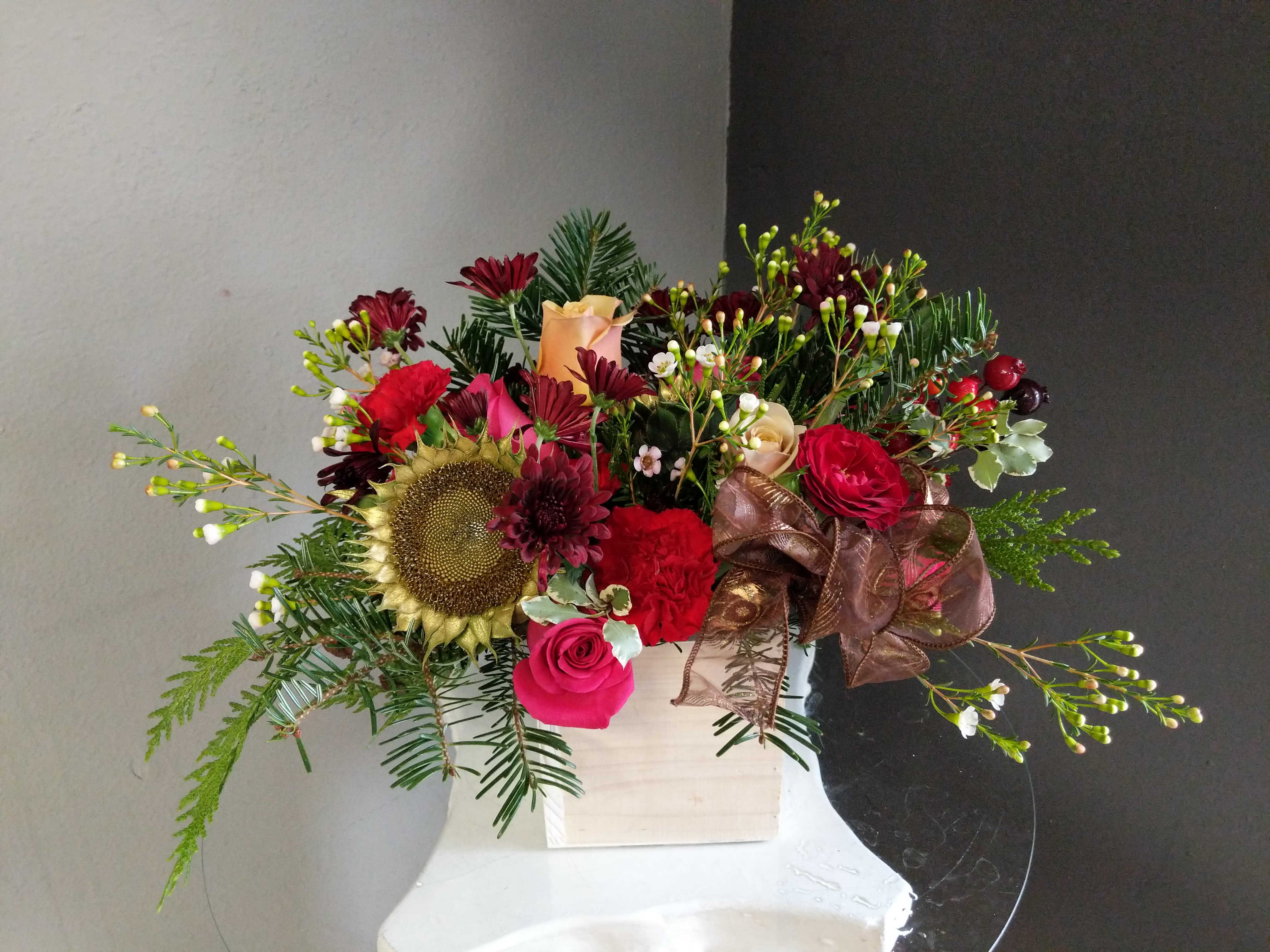 # 124 Flower Flower Arrangement - A beautifully selected bunch of the freshest flowers in a vase uniquely arranged by hand.