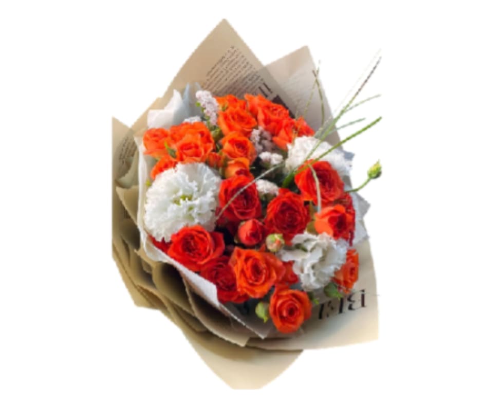 Orange Rose - Beautiful mixed bouquet with orange and white flowers, perfect for conveying energy, freshness, and joy for any special occasion.